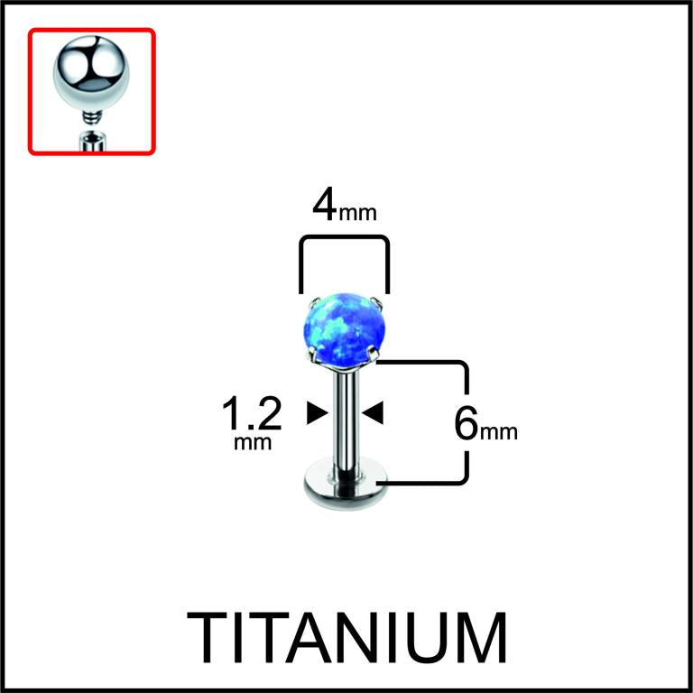 Opal Titanium Labret Piercing 16G Flat Back Stud Helix Tragus Cartilage Opal Ear Piercing Minimal Jewelry