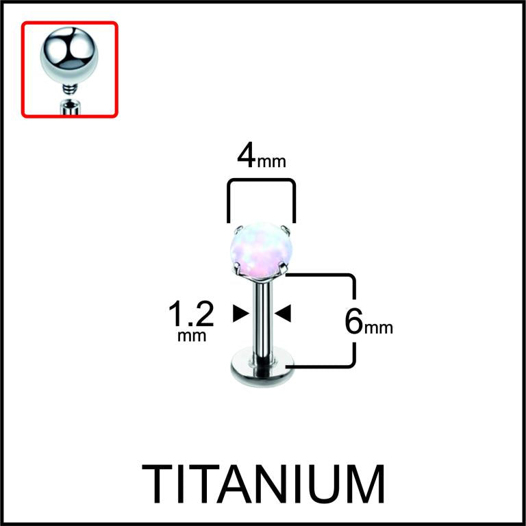 Opal Titanium Labret Piercing 16G Flat Back Stud Helix Tragus Cartilage Opal Ear Piercing Minimal Jewelry