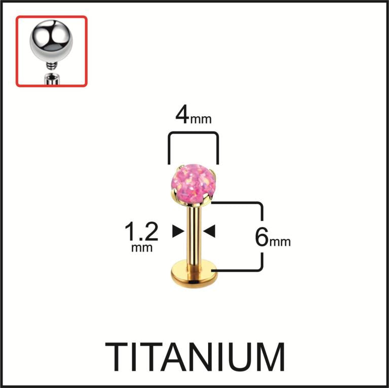 Opal Titanium Labret Piercing 16G Flat Back Stud Helix Tragus Cartilage Opal Ear Piercing Minimal Jewelry
