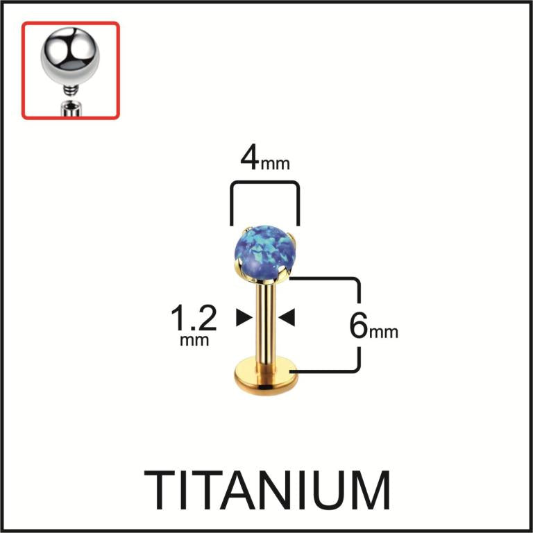 Opal Titanium Labret Piercing 16G Flat Back Stud Helix Tragus Cartilage Opal Ear Piercing Minimal Jewelry