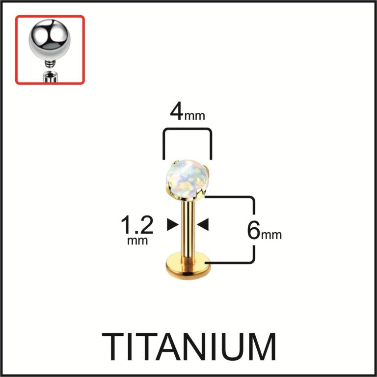 Opal Titanium Labret Piercing 16G Flat Back Stud Helix Tragus Cartilage Opal Ear Piercing Minimal Jewelry