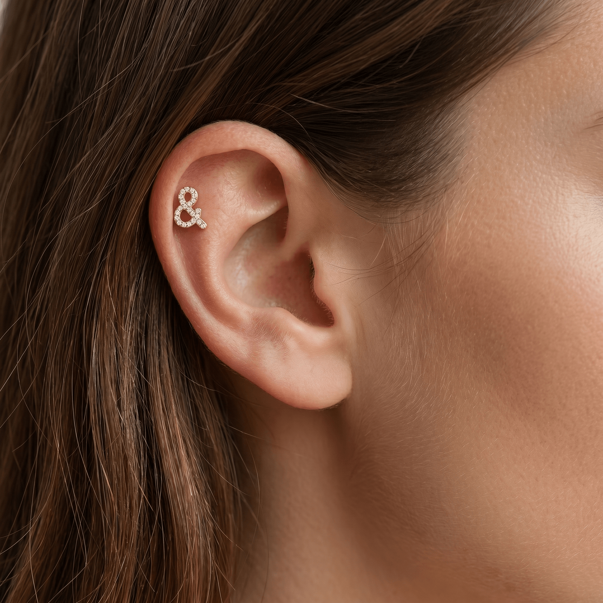 Ampersand Front Helix Piercing · helix jewelry stud
