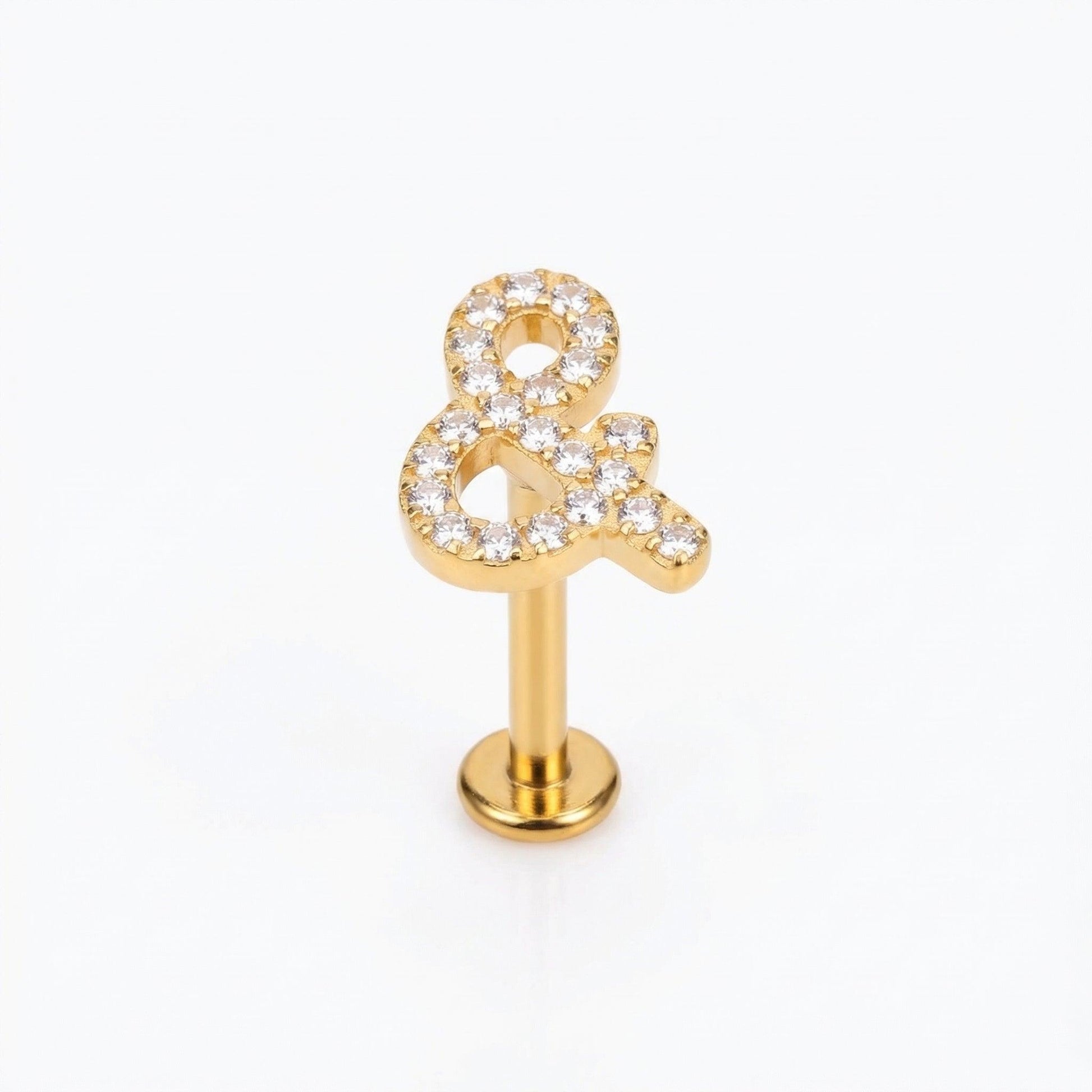 Ampersand Front Helix Piercing - Gold 16G titanium ampersand