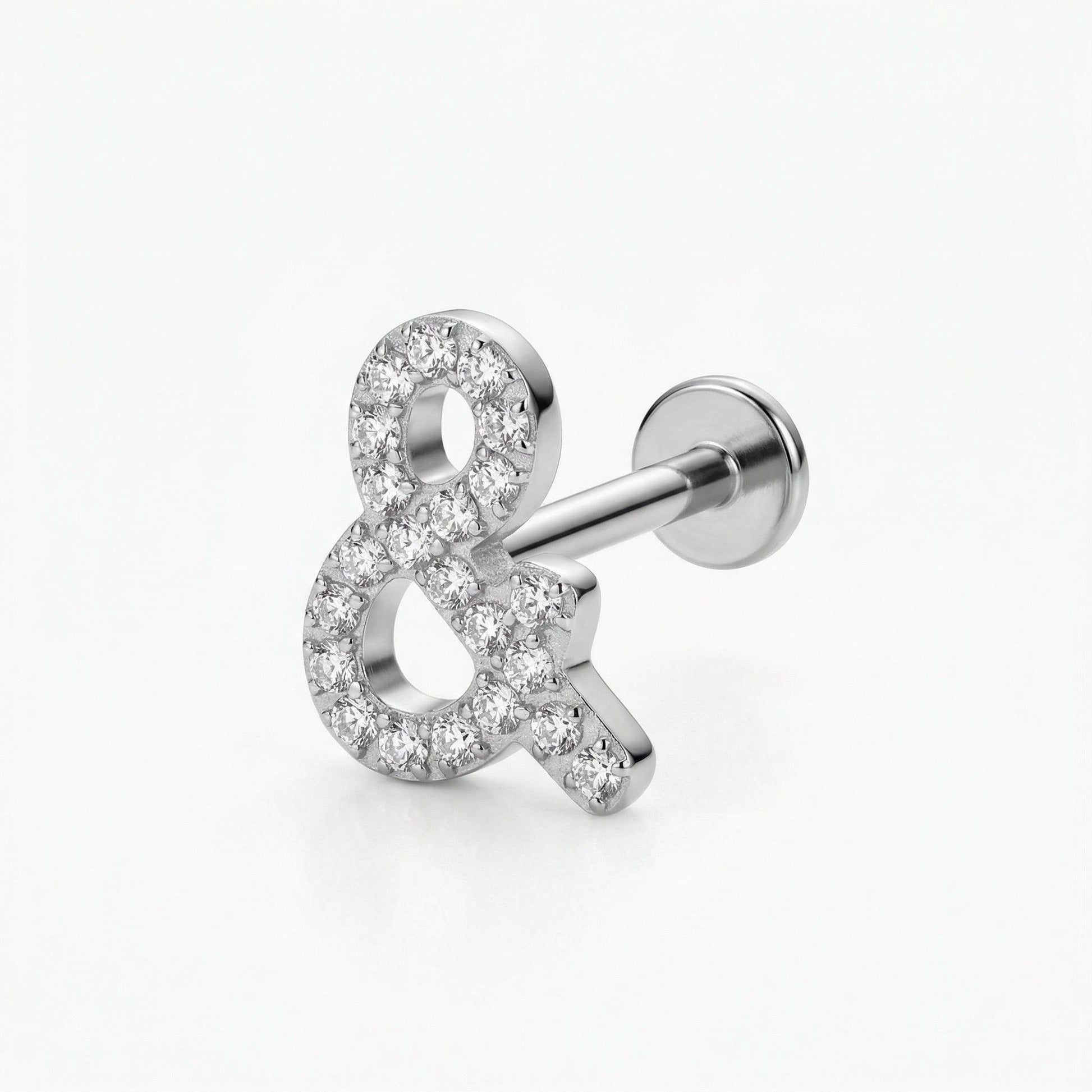 Ampersand Front Helix Piercing - Silver 16G titanium ampersand