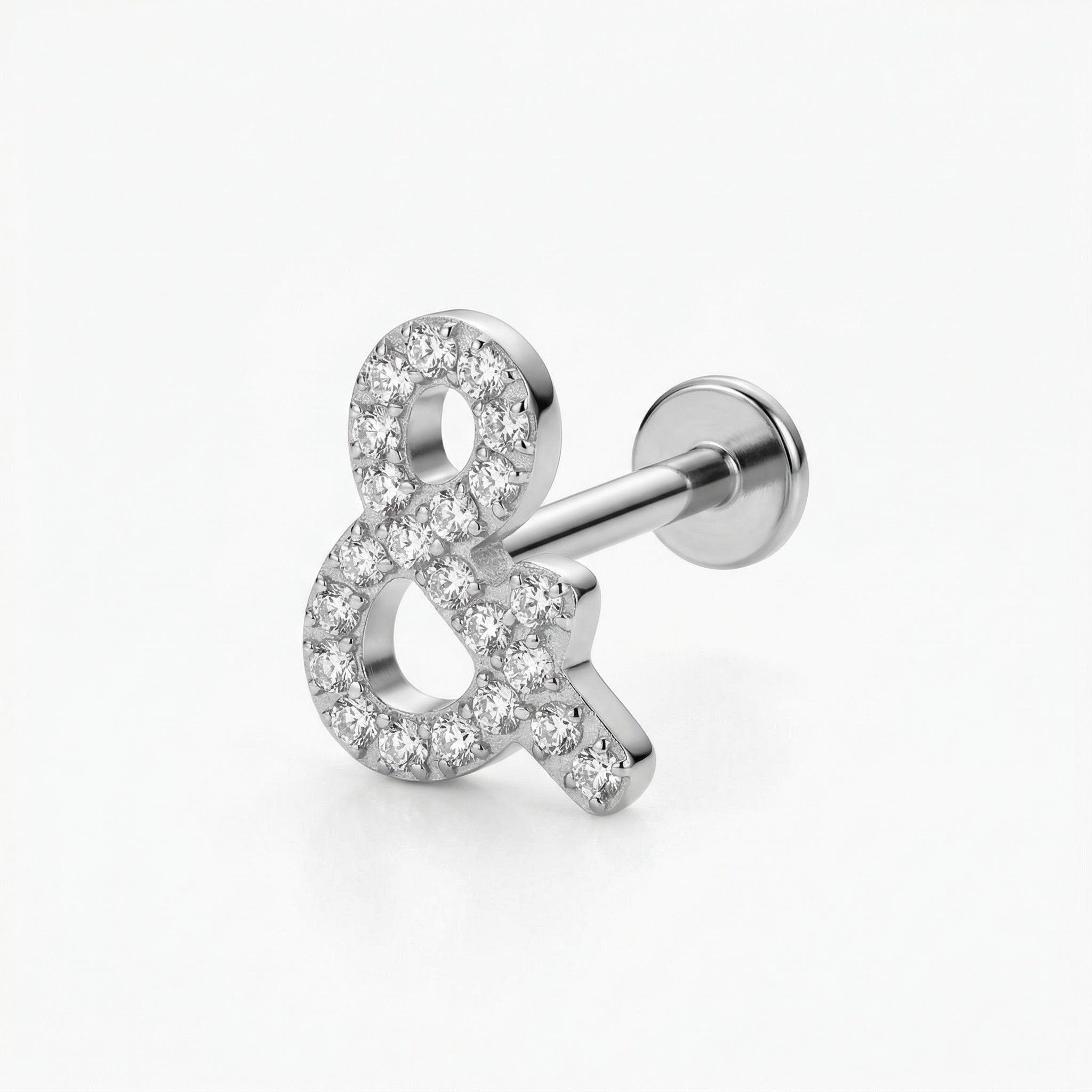 Ampersand Front Helix Piercing - Silver 16G titanium ampersand
