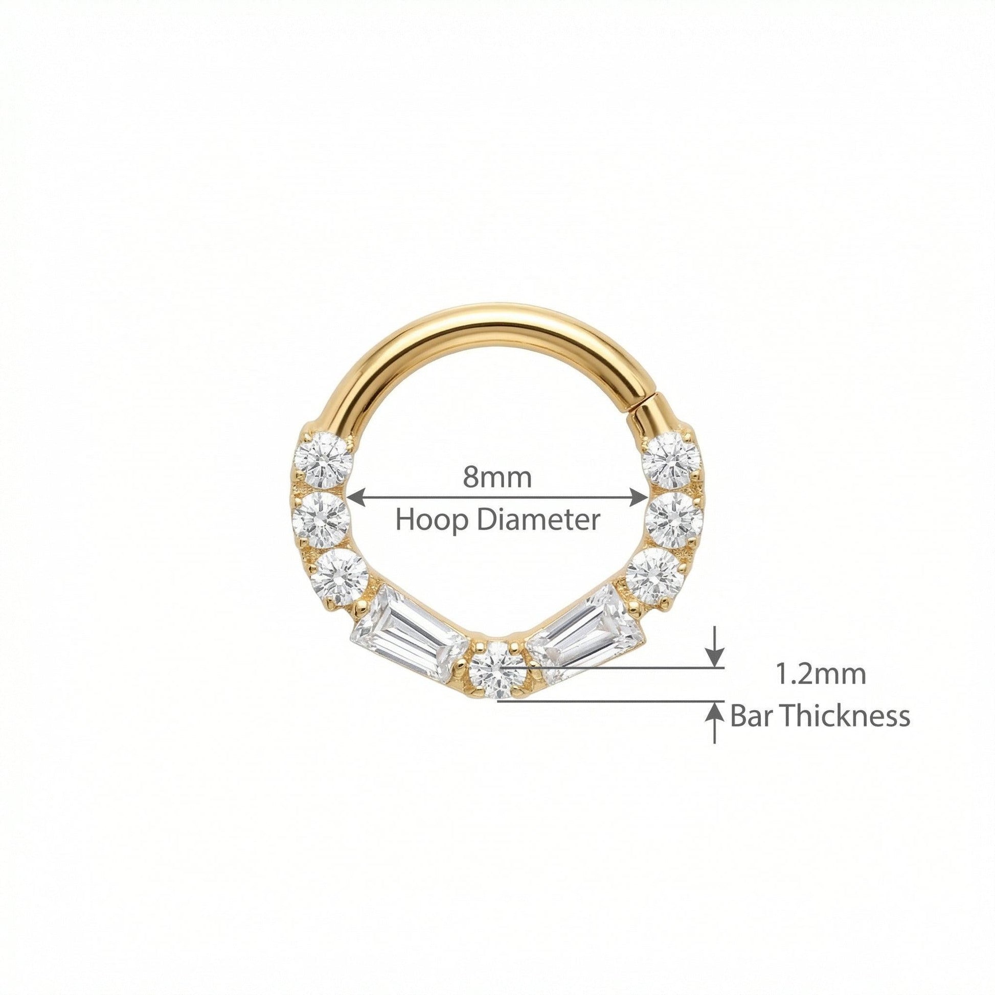 Jewelry For Daith Piercing - Sizing chart diagram for