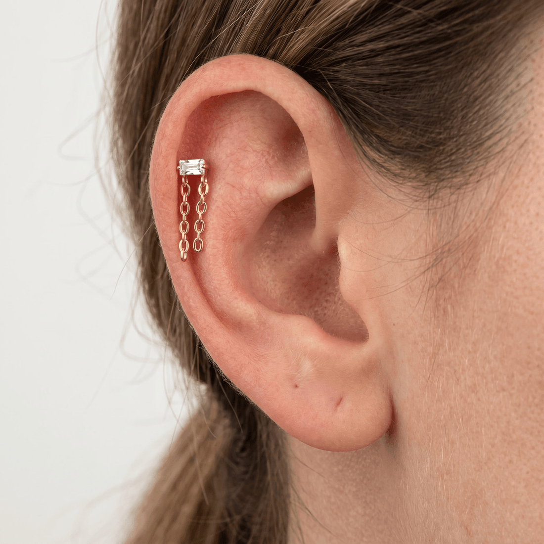 Baguette Hidden Helix Piercing · helix jewelry stud