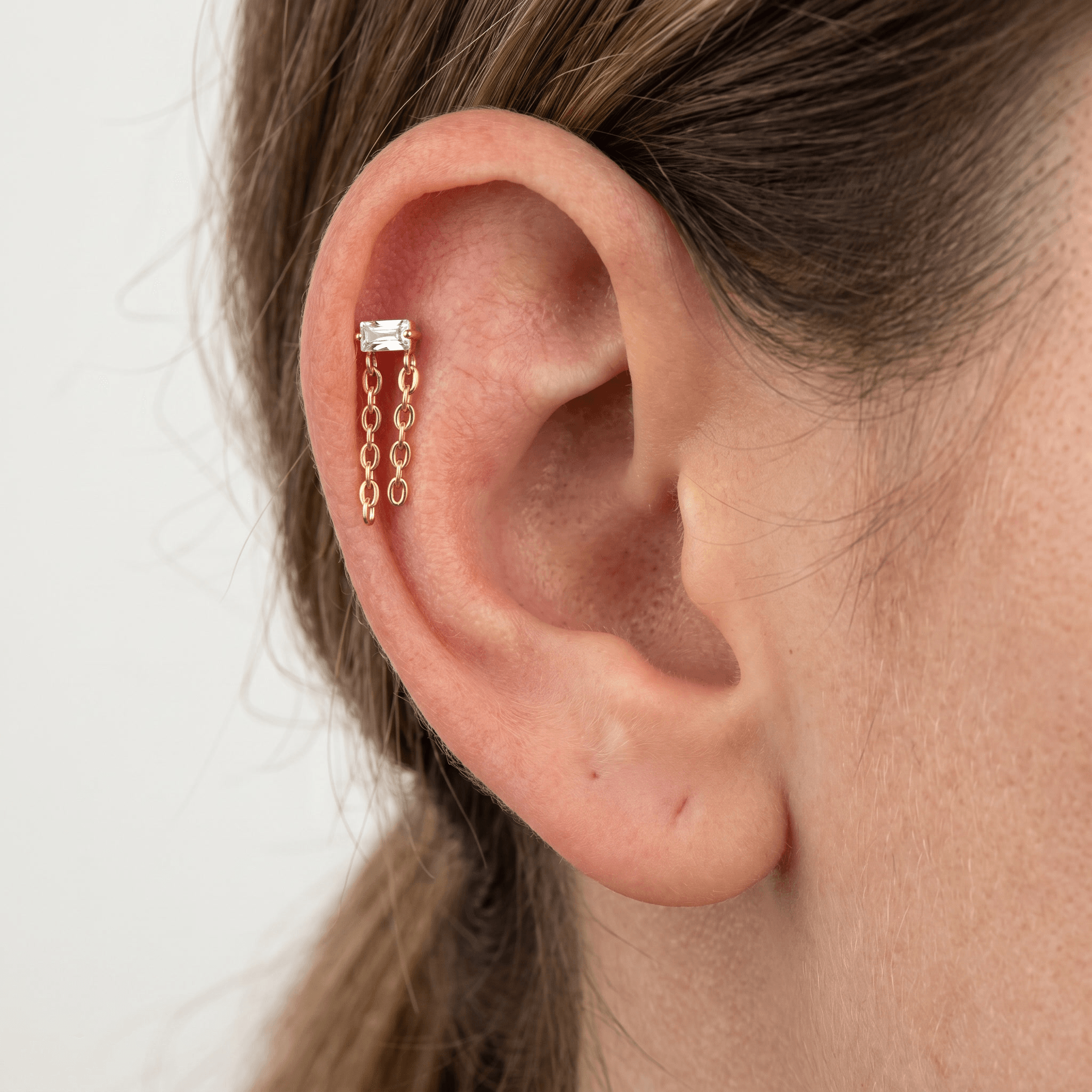 Baguette Hidden Helix Piercing · helix jewelry stud