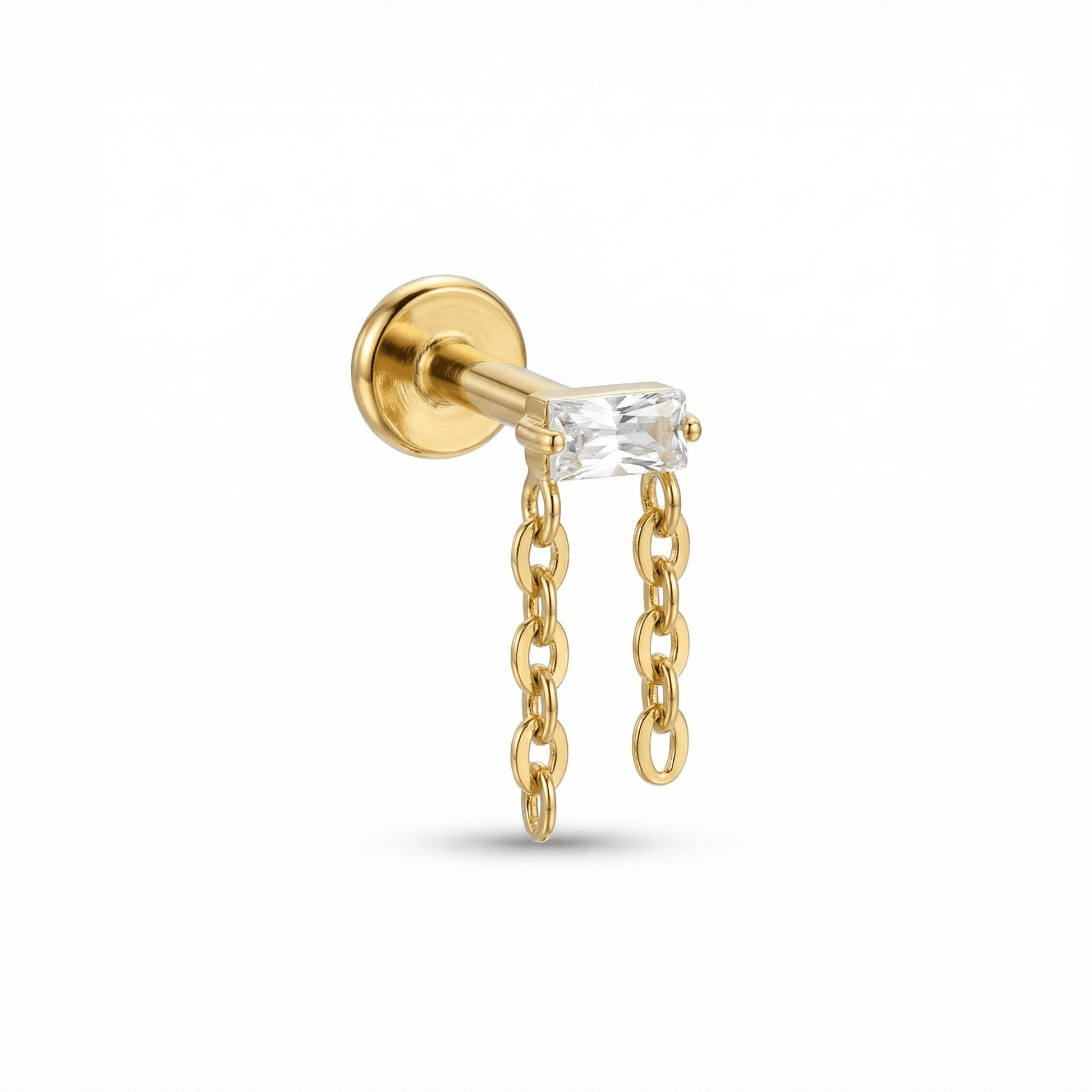 Baguette Hidden Helix Piercing - Gold 16G titanium double