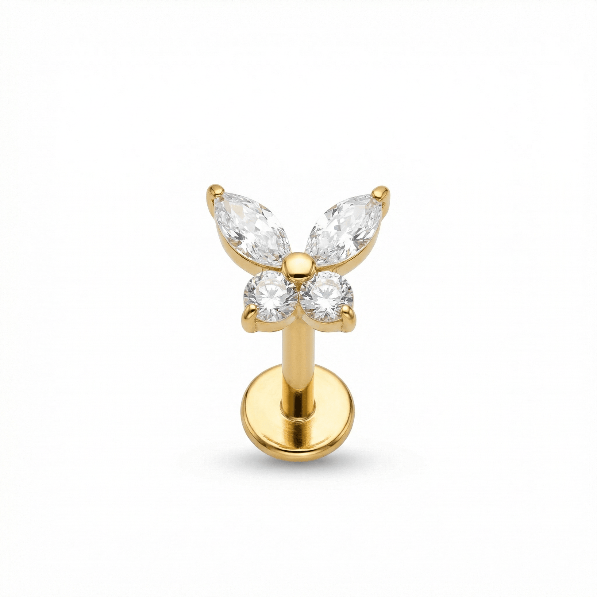 Cz Forward Helix Piercing - Gold 16G titanium butterfly