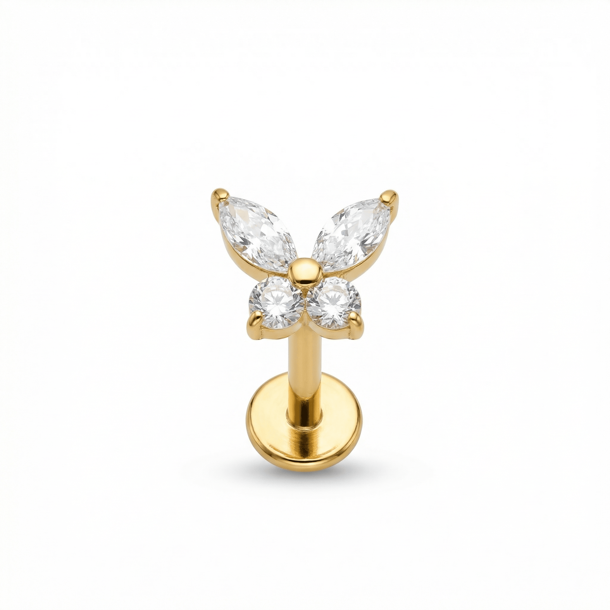 Cz Forward Helix Piercing - Gold 16G titanium butterfly