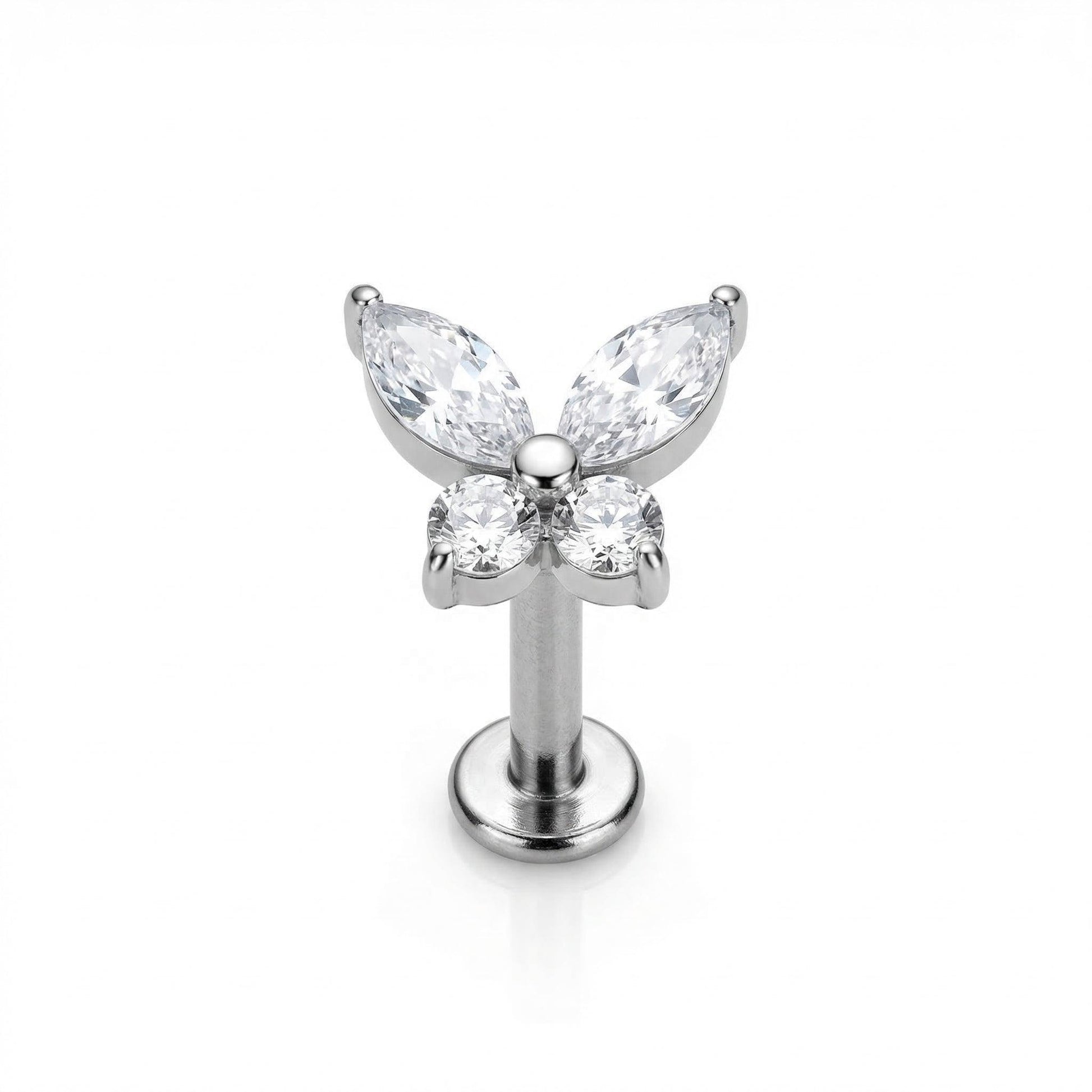 Cz Forward Helix Piercing - Silver 16G titanium butterfly