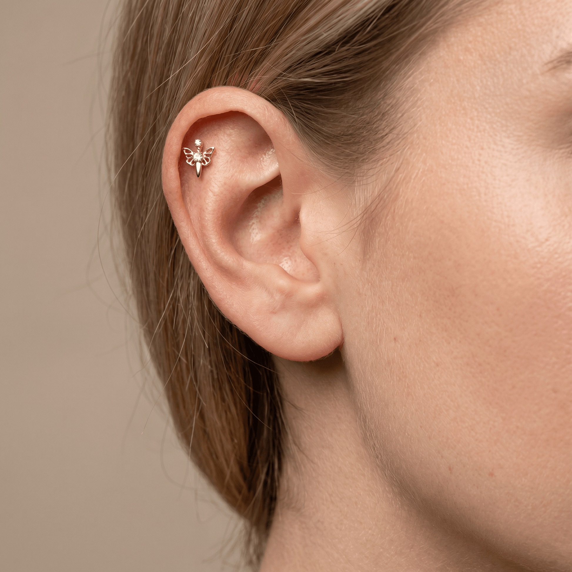 Butterfly Front Helix Piercing · helix jewelry stud