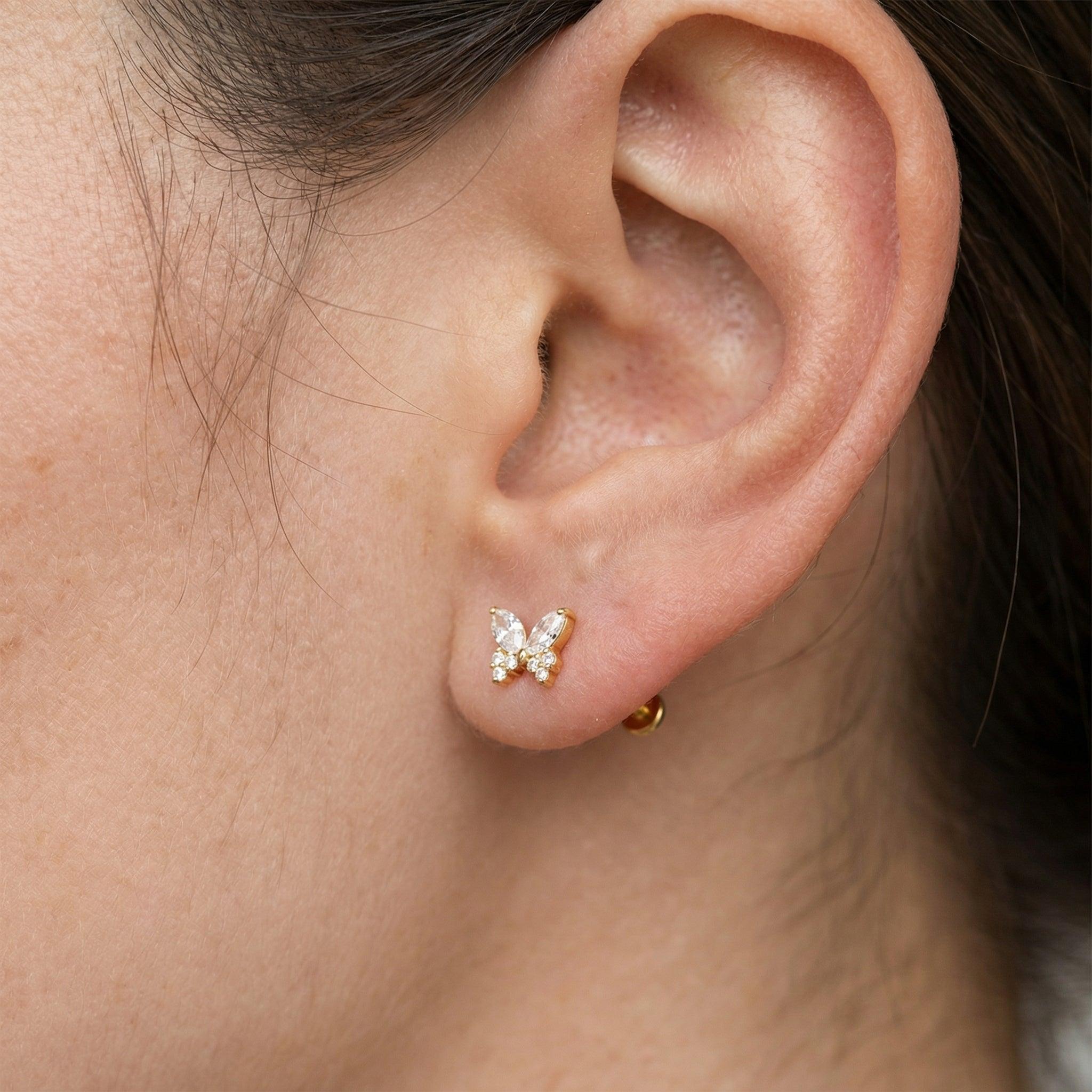 G23 Titanium Piercing - butterfly zircon stud piece, gift-ready