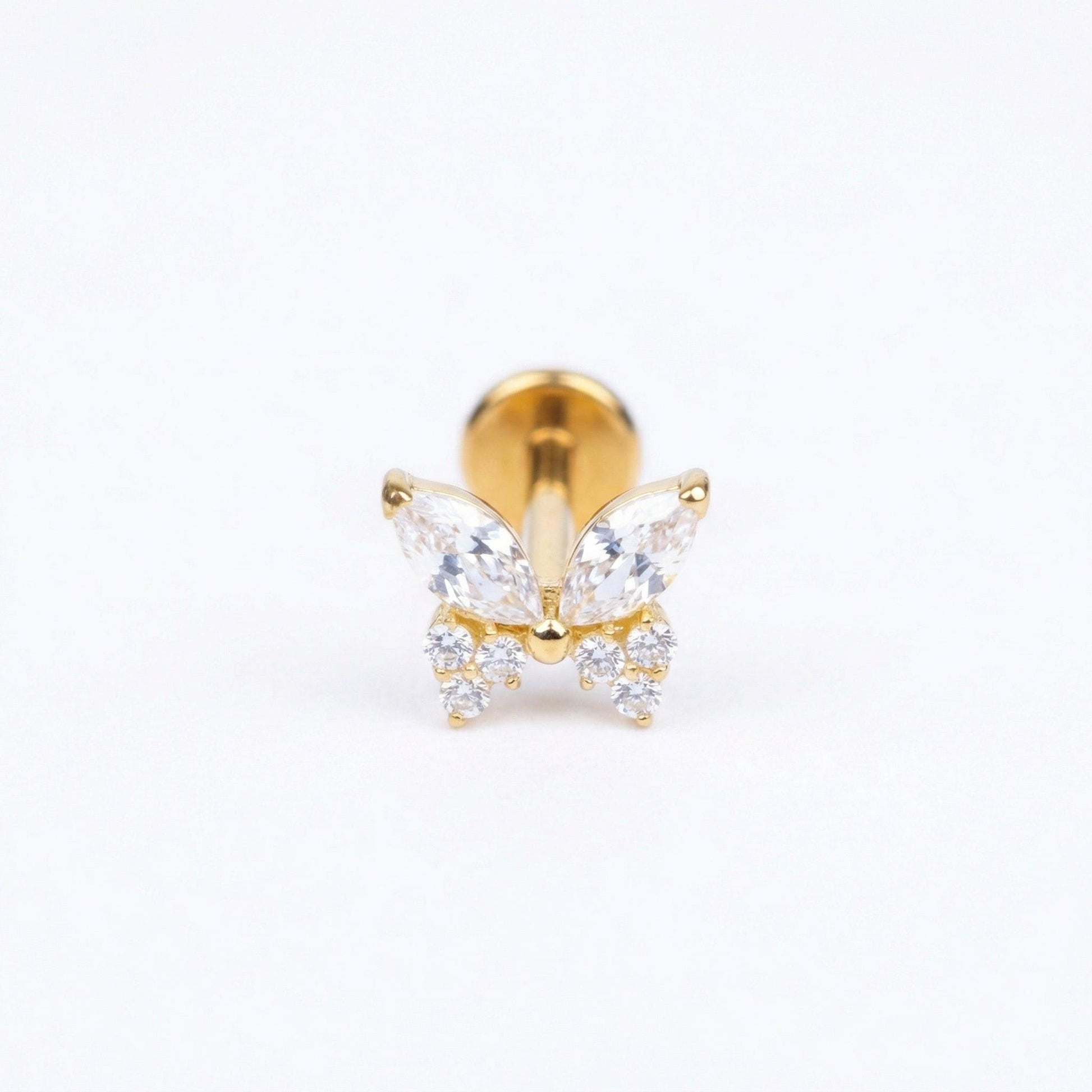 Jewellery For Cartilage Piercing - Gold 16G titanium butterfly