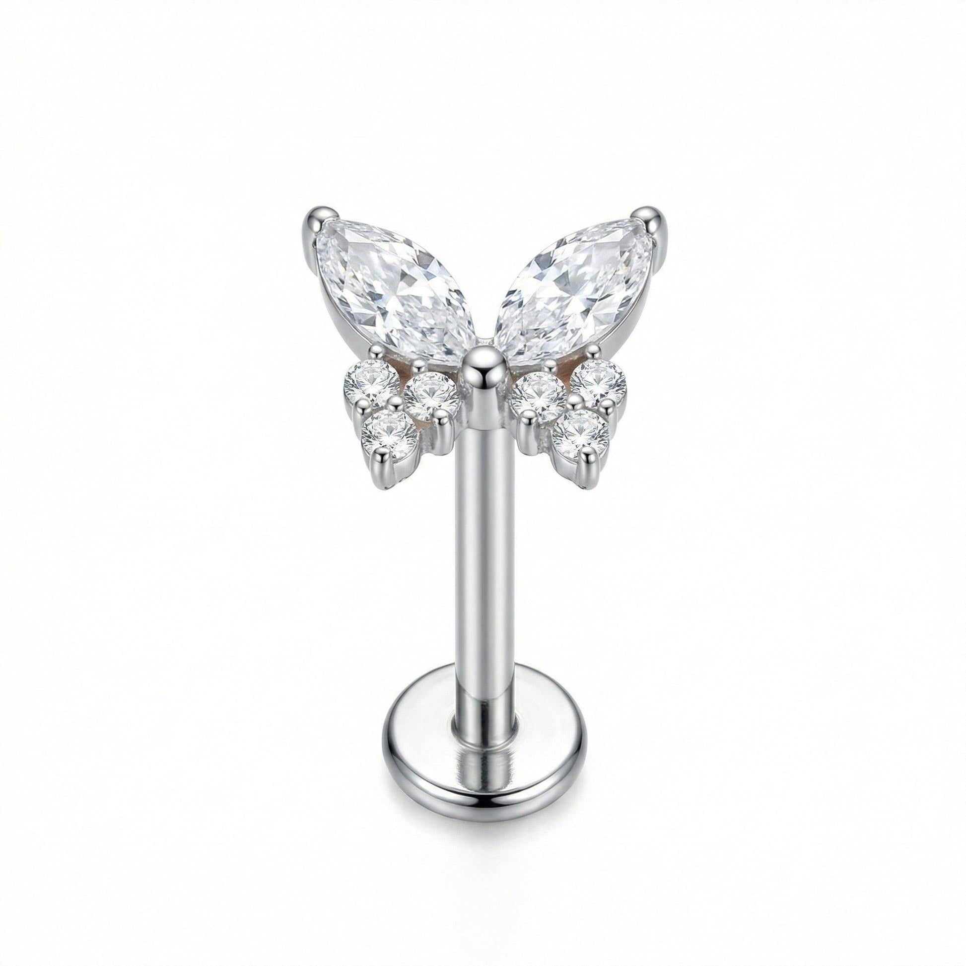 Jewellery For Cartilage Piercing - Silver 16G titanium butterfly