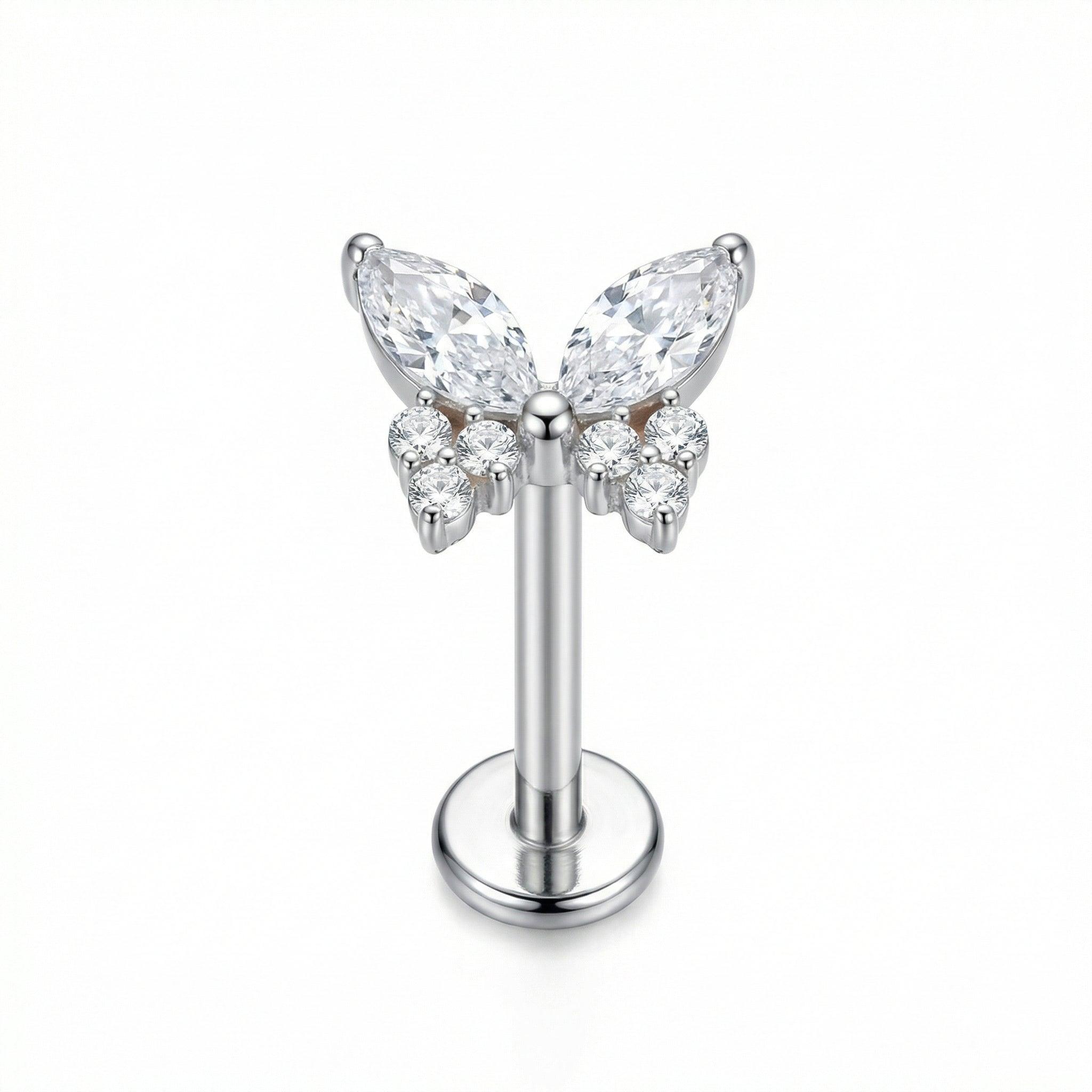 Jewellery For Cartilage Piercing - Silver 16G titanium butterfly
