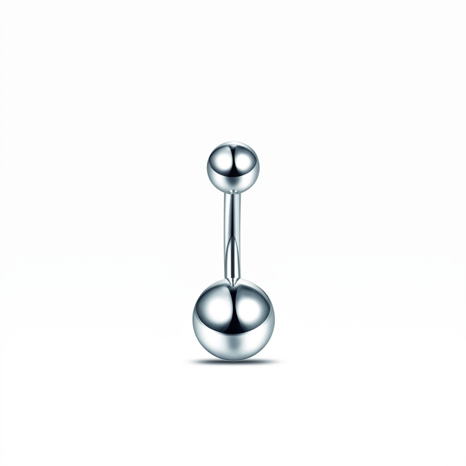 Classic Titanium belly button ring in silver 8 mm — white background packshot, G23 titanium 14G