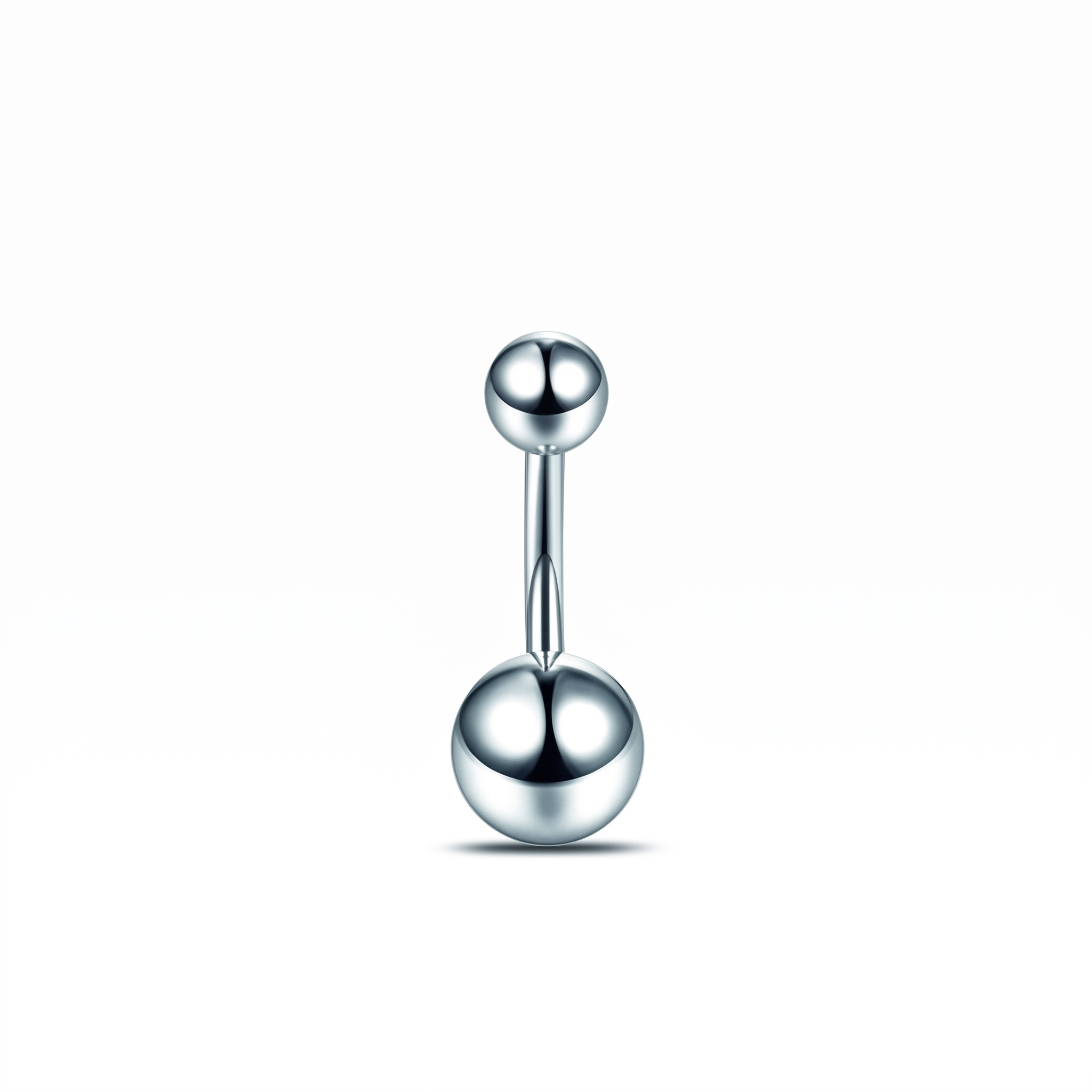 Classic Titanium belly button ring in silver 8 mm — white background packshot, G23 titanium 14G