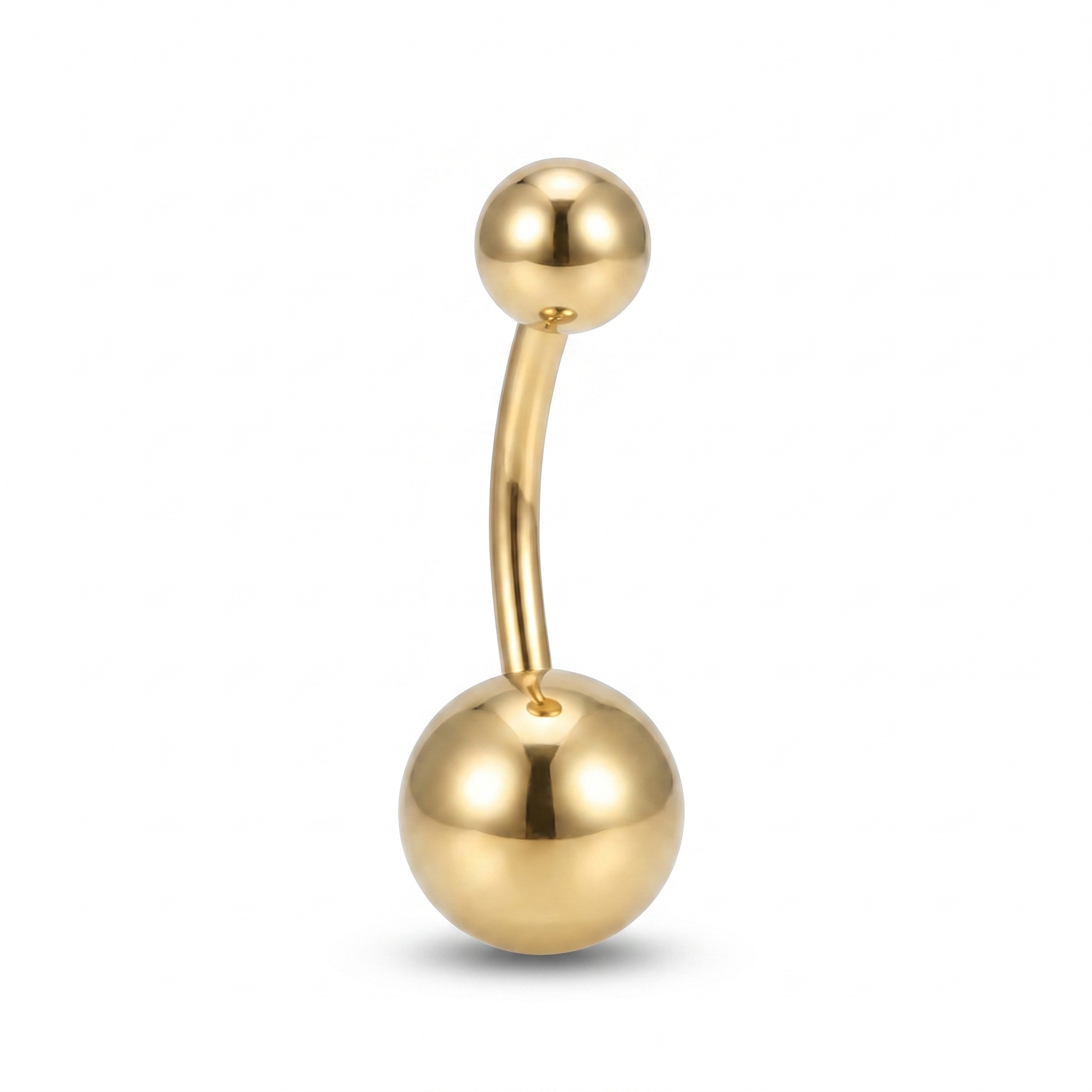 Classic Titanium belly button ring in gold 8 mm — white background packshot, G23 titanium 14G
