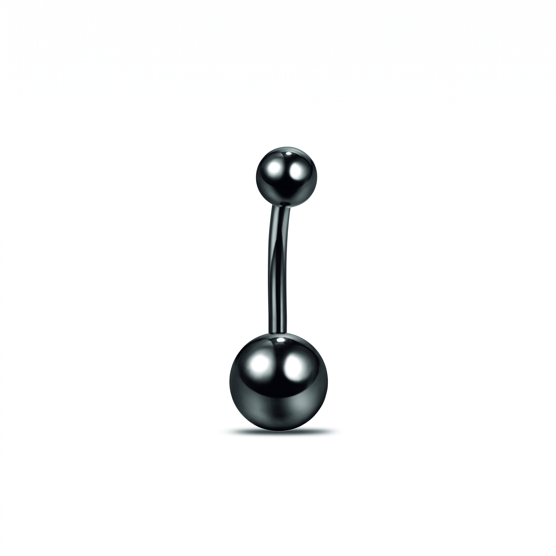 Classic Titanium belly button ring in black 10 mm — white background packshot, G23 titanium 14G