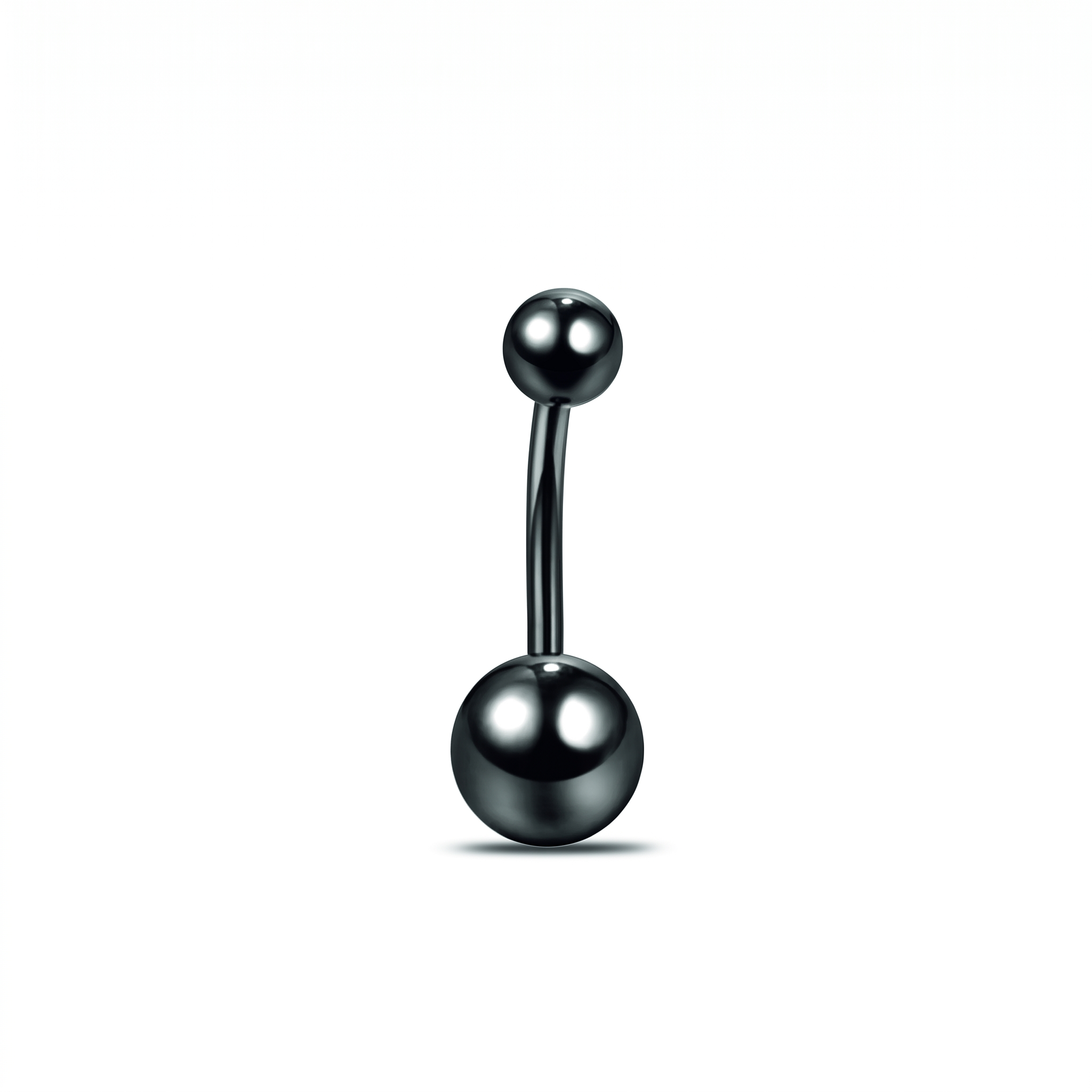 Classic Titanium belly button ring in black 10 mm — white background packshot, G23 titanium 14G