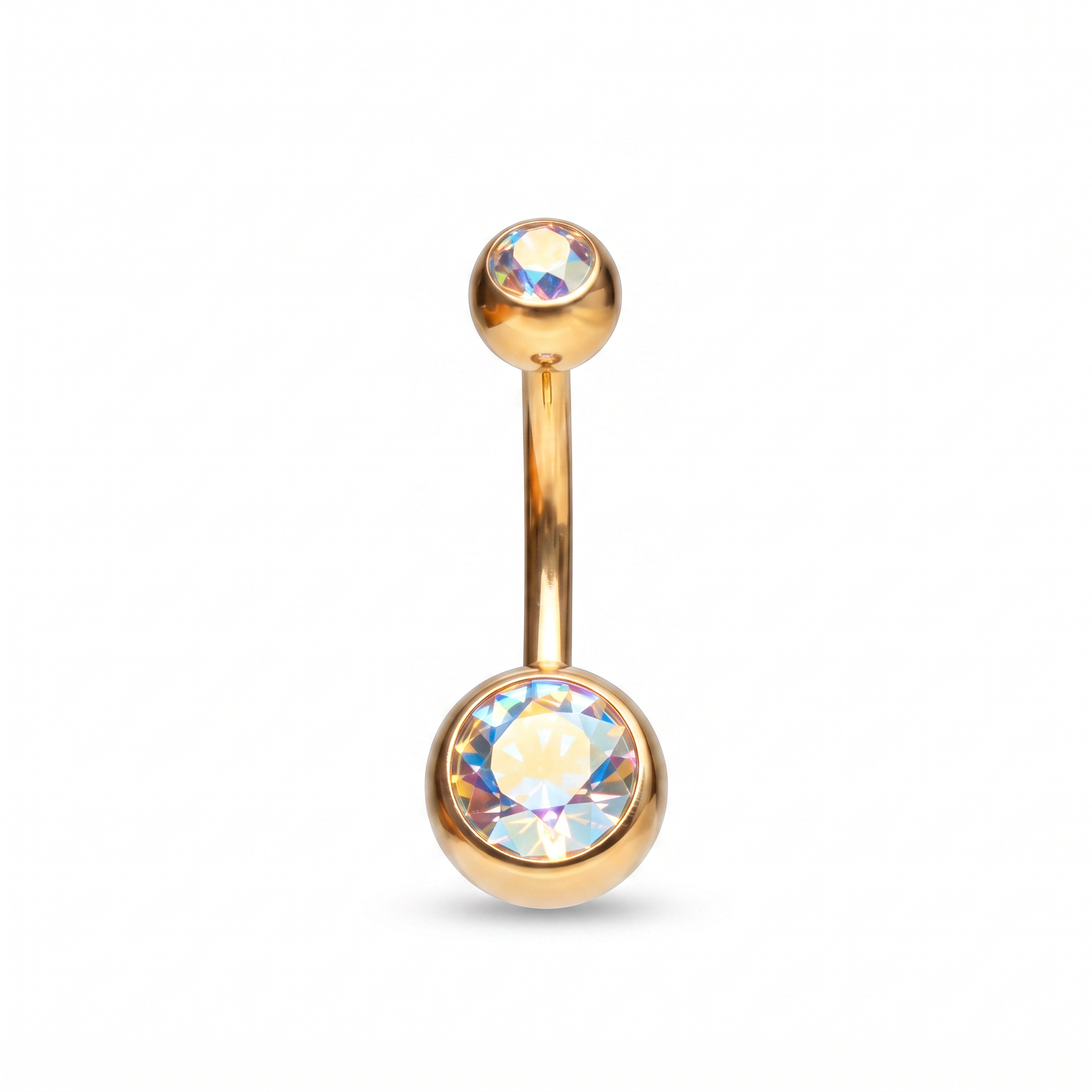 Color Gem colored belly button ring in gold aurora — white background packshot, G23 titanium 14G