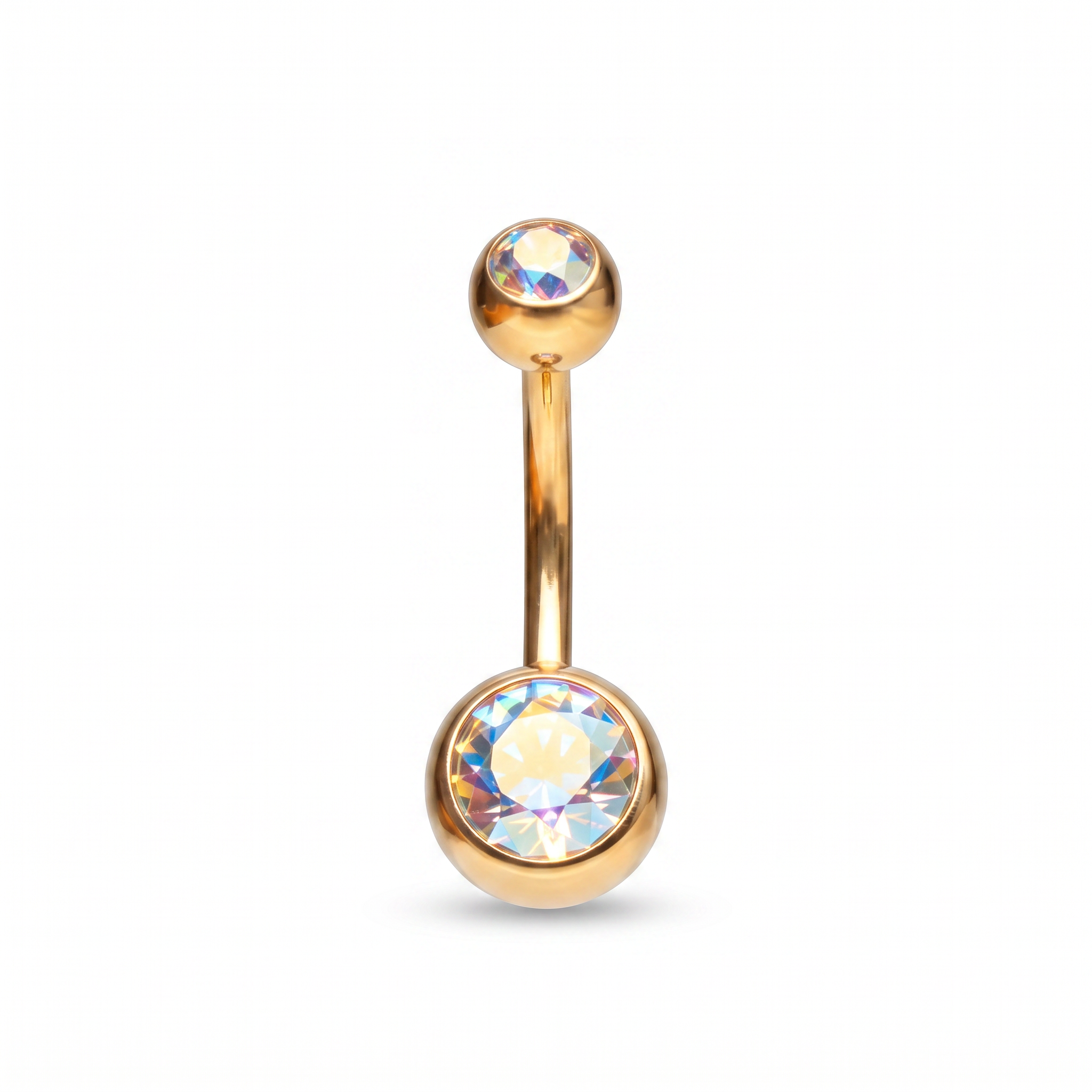 Color Gem colored belly button ring in gold aurora — white background packshot, G23 titanium 14G