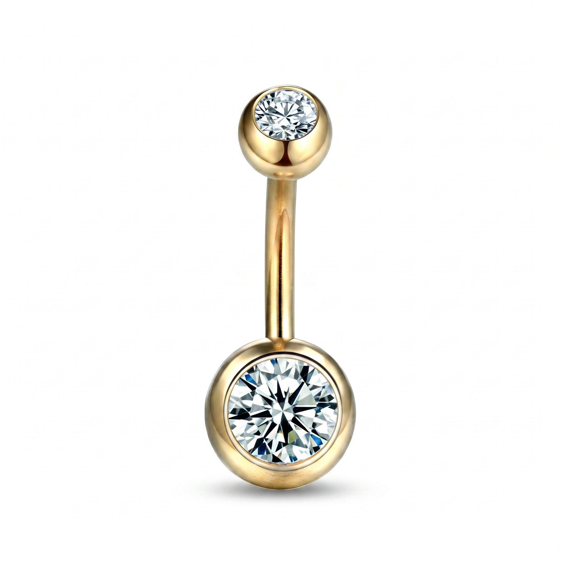 Color Gem colored belly button ring in gold crystal — white background packshot, G23 titanium 14G
