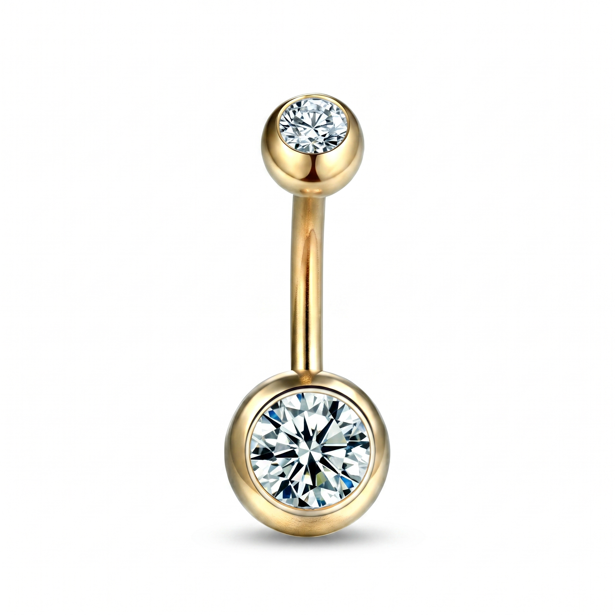 Color Gem colored belly button ring in gold crystal — white background packshot, G23 titanium 14G
