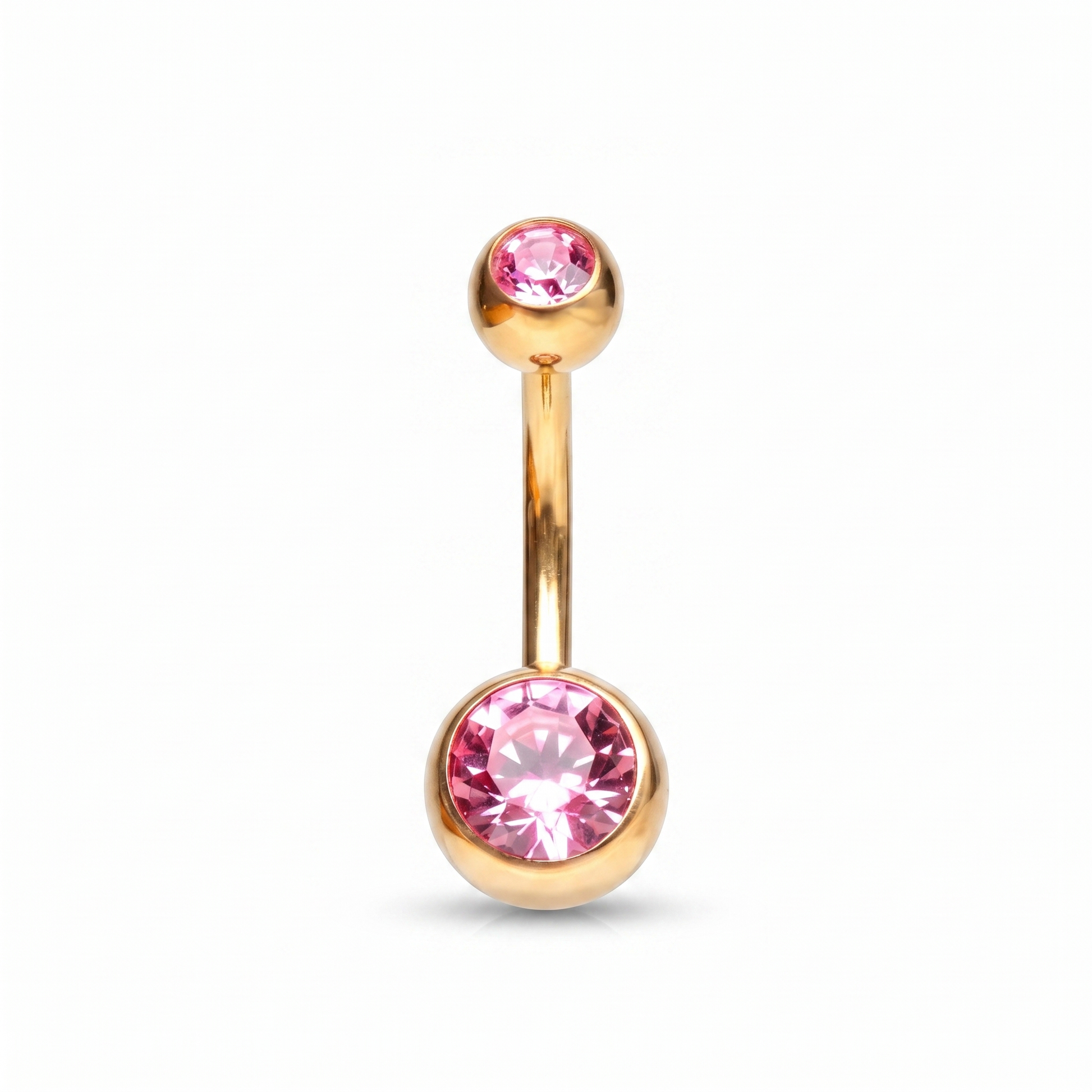 Color Gem colored belly button ring in gold pink — white background packshot, G23 titanium 14G