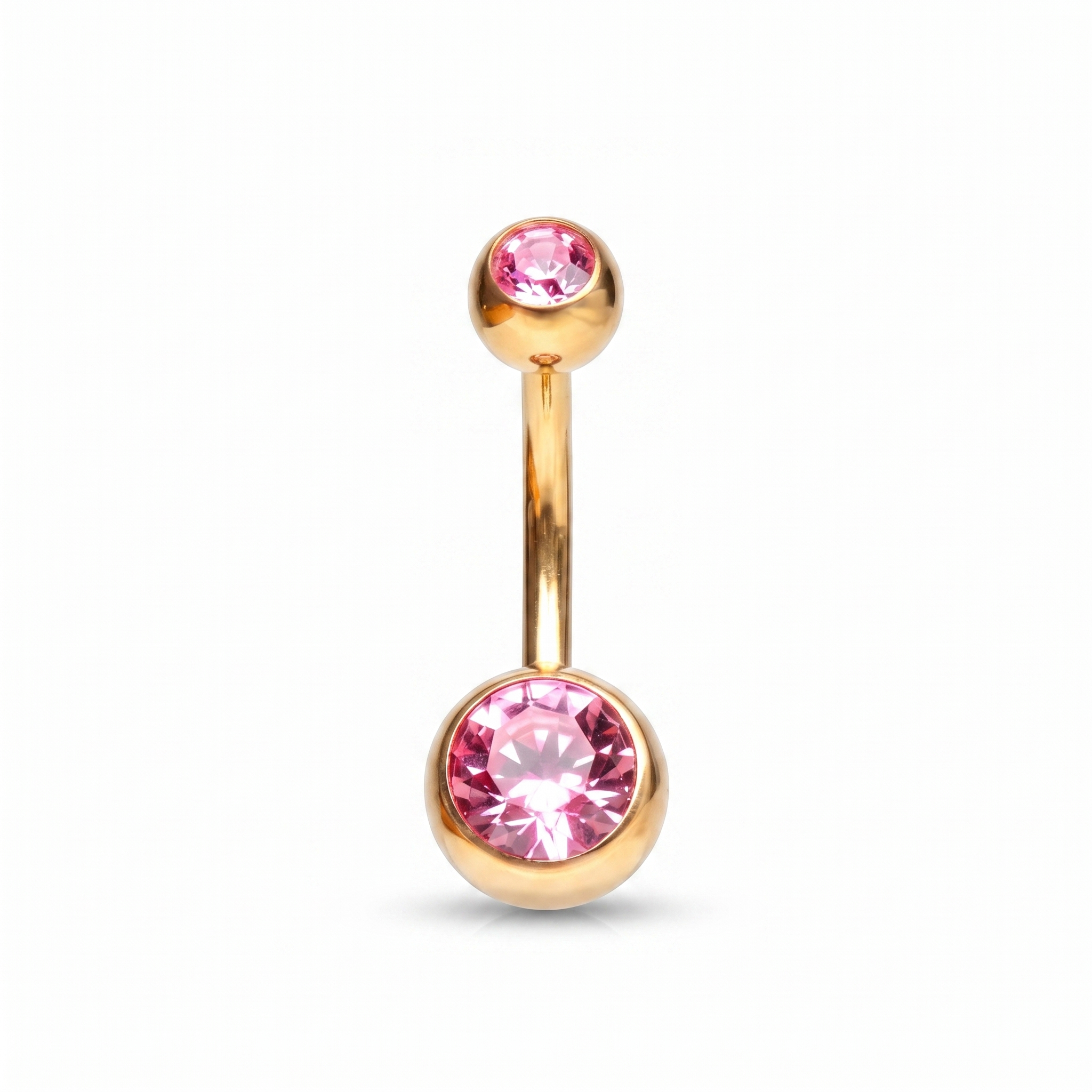 Color Gem colored belly button ring in gold pink — white background packshot, G23 titanium 14G
