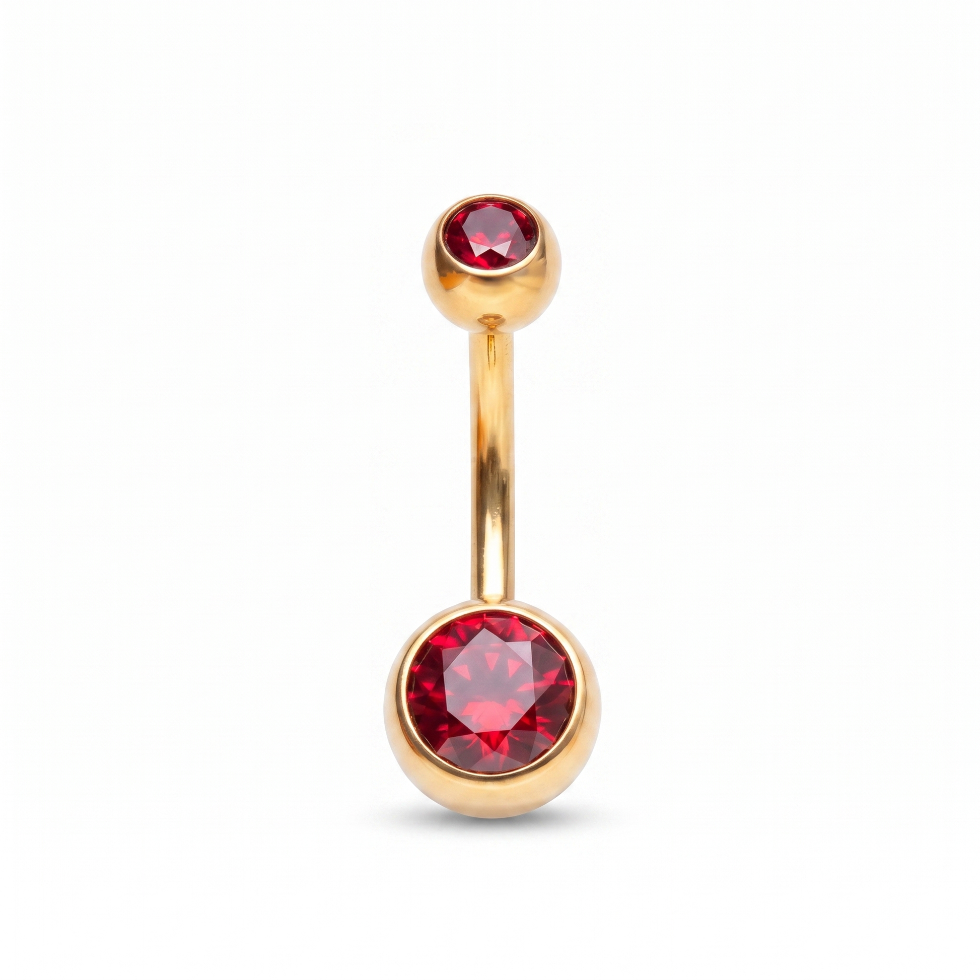 Color Gem colored belly button ring in gold red — white background packshot, G23 titanium 14G