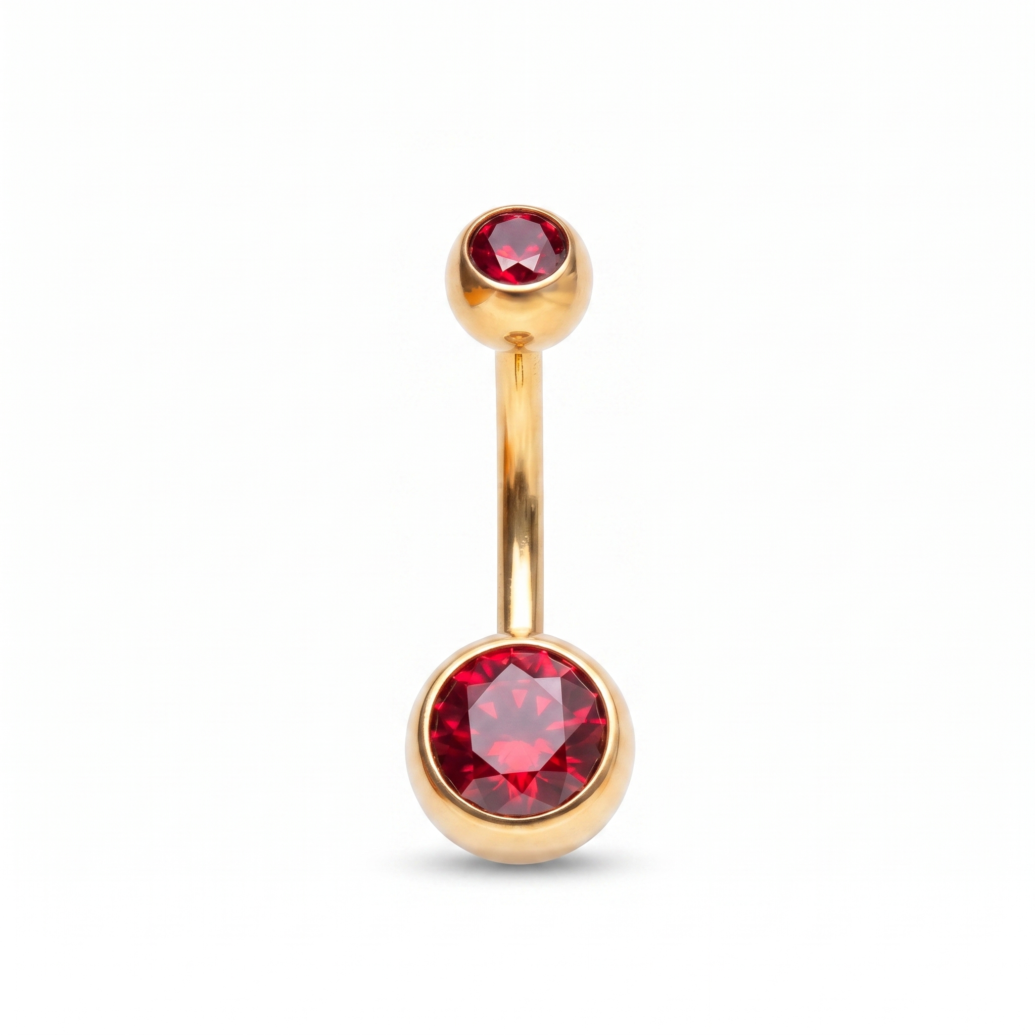 Color Gem colored belly button ring in gold red — white background packshot, G23 titanium 14G