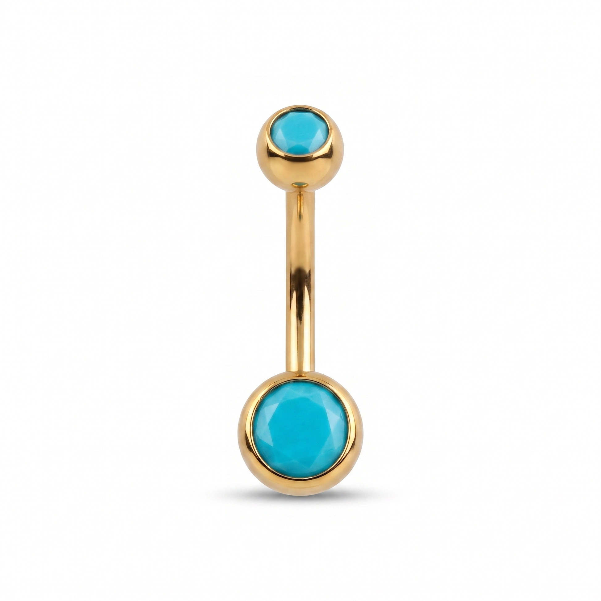 Color Gem colored belly button ring in gold turquoise — white background packshot, G23 titanium 14G