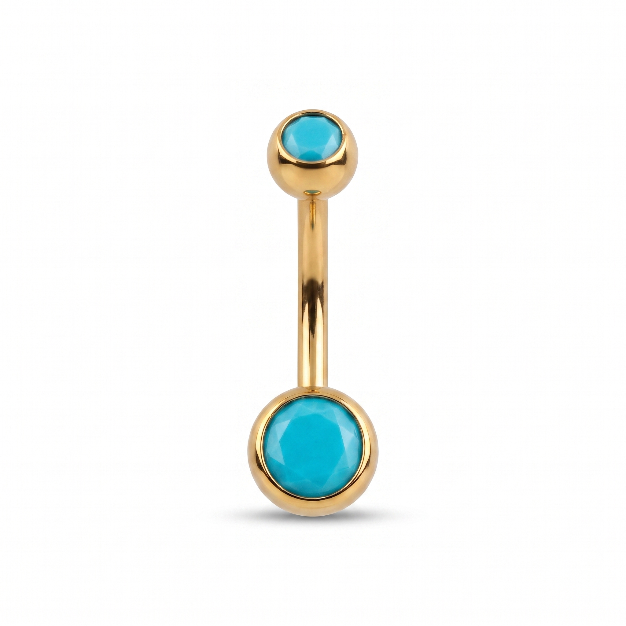 Color Gem colored belly button ring in gold turquoise — white background packshot, G23 titanium 14G