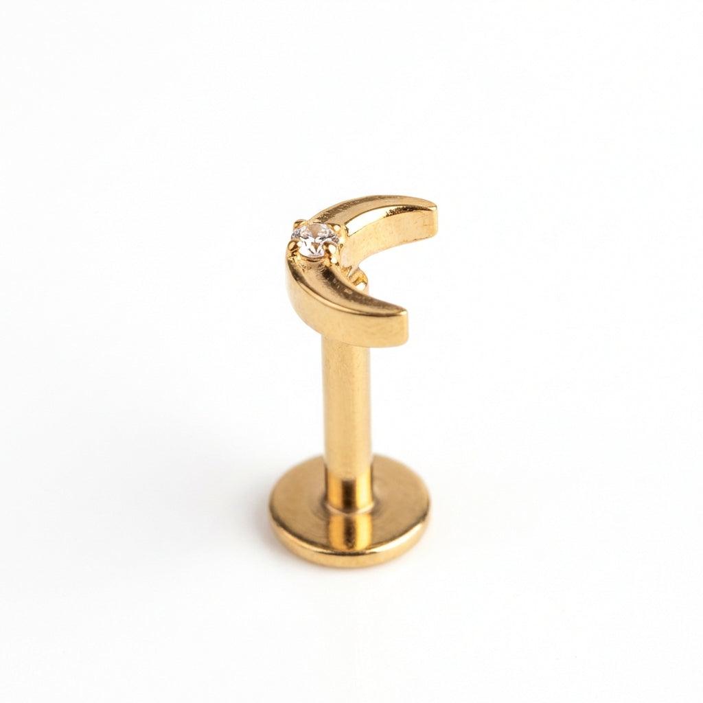 Double Helix Ear Piercing - Gold 16G titanium crescent