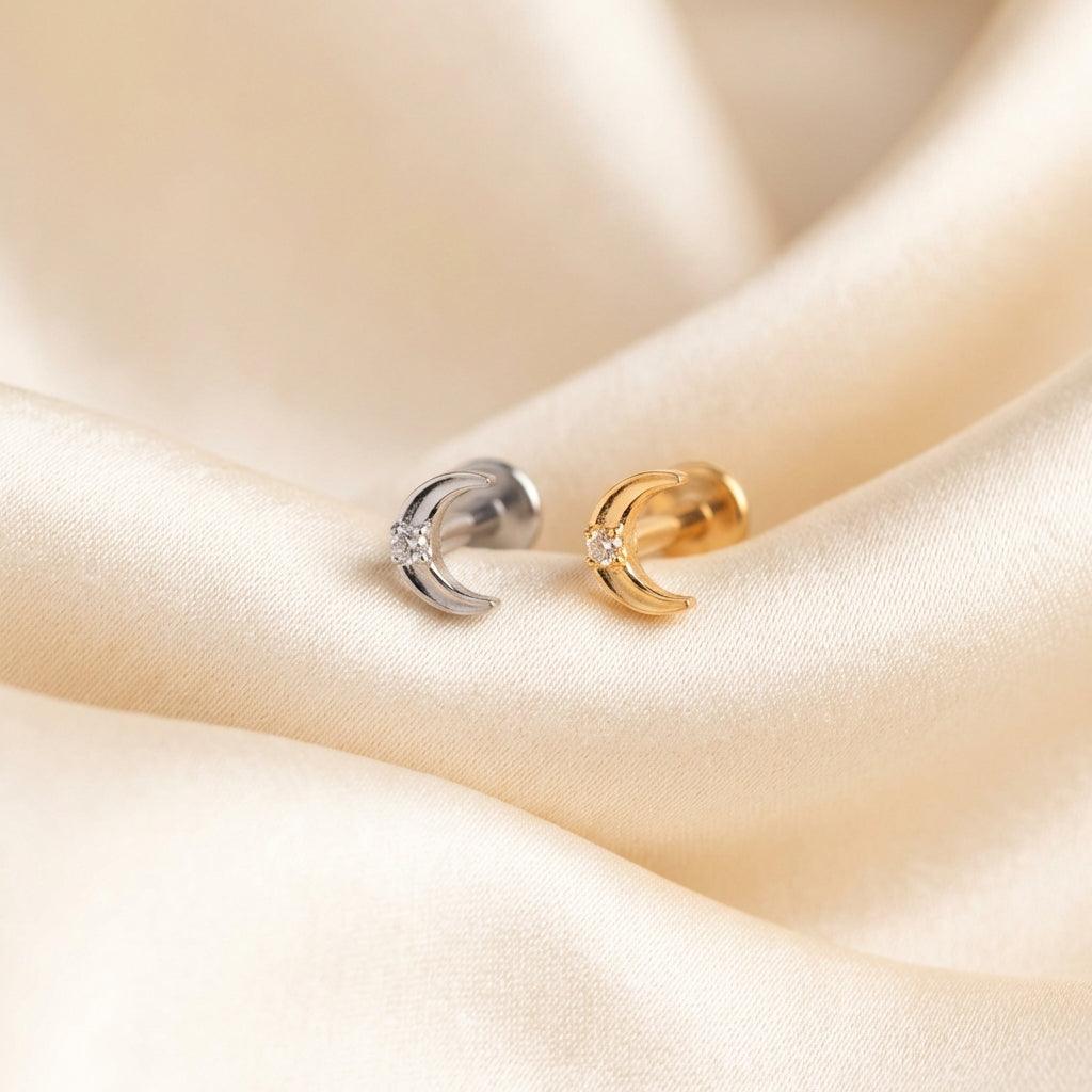 Double Helix Ear Piercing - Gold and silver titanium