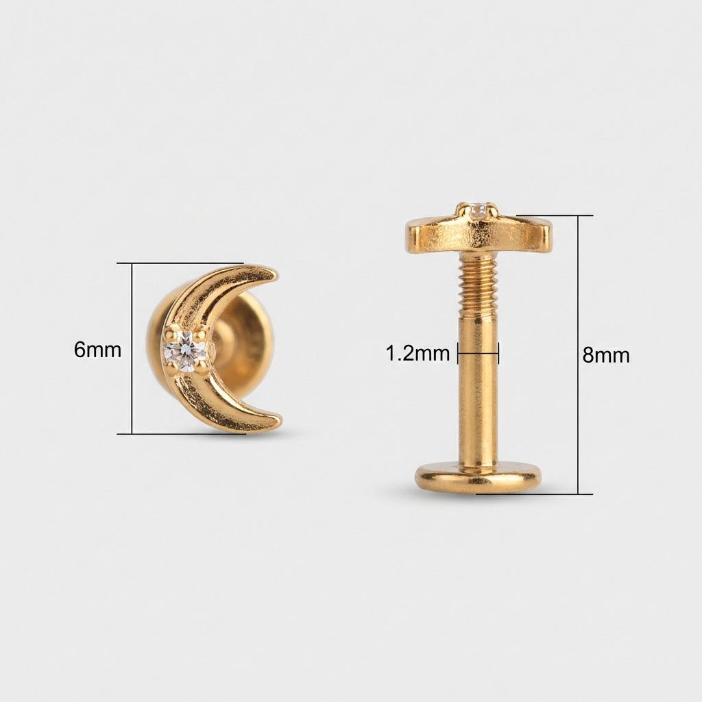 Double Helix Ear Piercing - Dimensions diagram of the