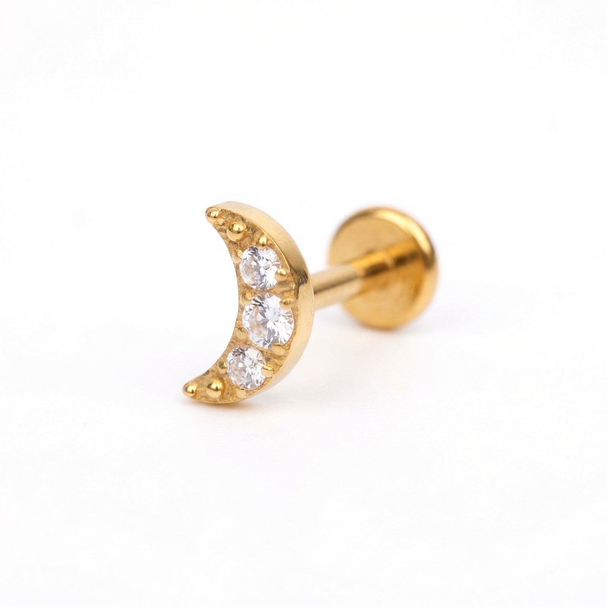 Tragus Ear Piercing Jewelry - Gold 16G titanium crescent