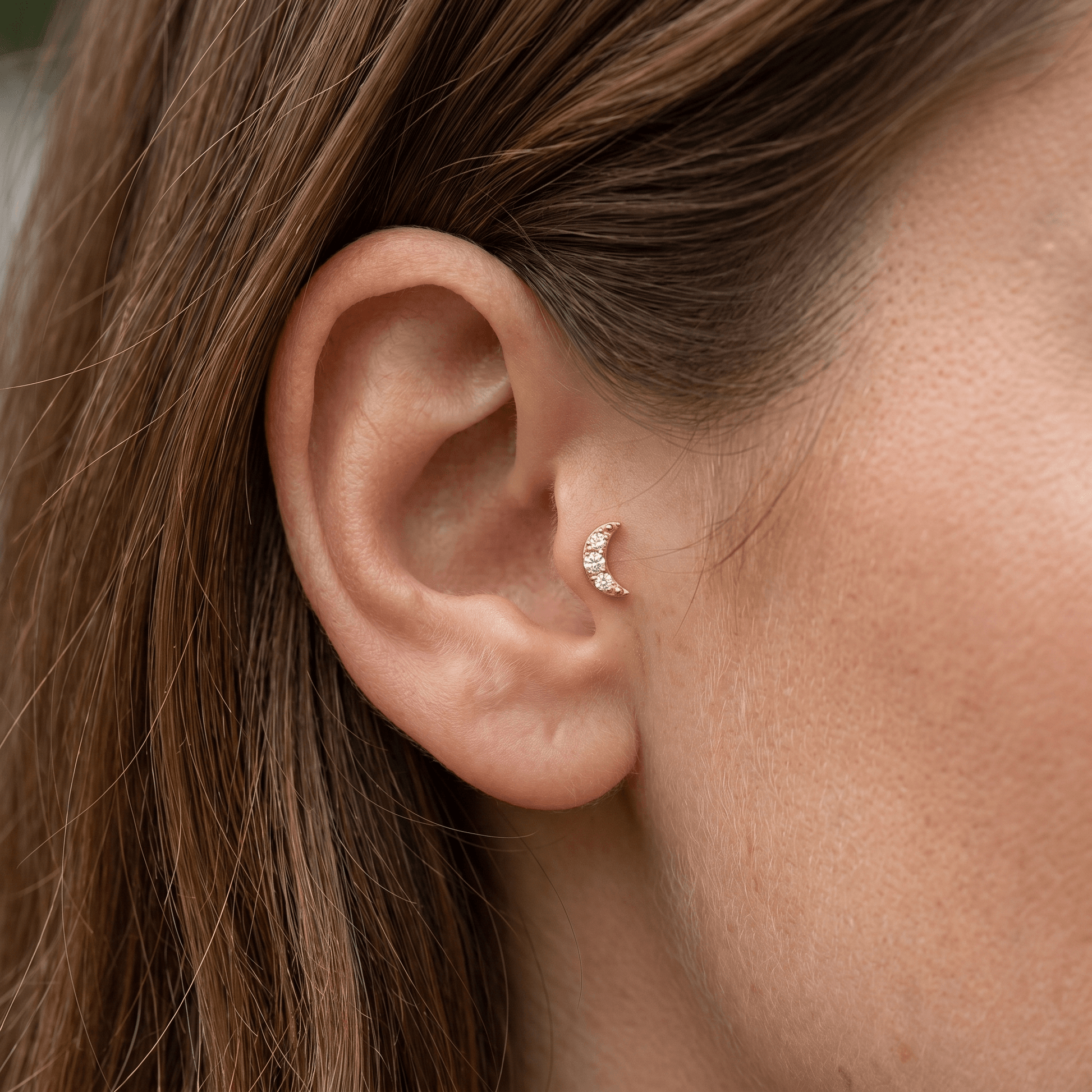 Tragus Ear Piercing Jewelry - Gold titanium crescent moon