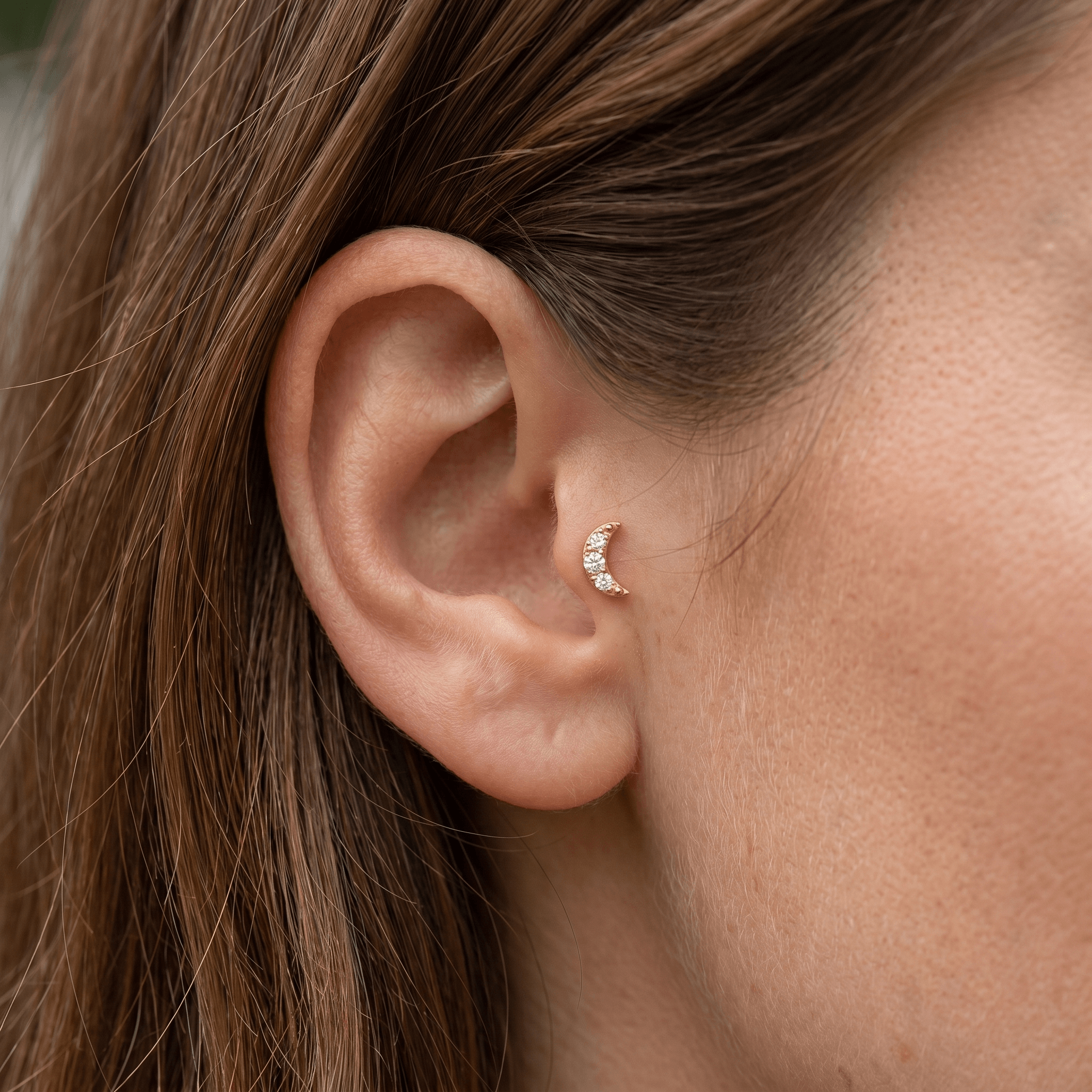 Tragus Ear Piercing Jewelry - Gold titanium crescent moon