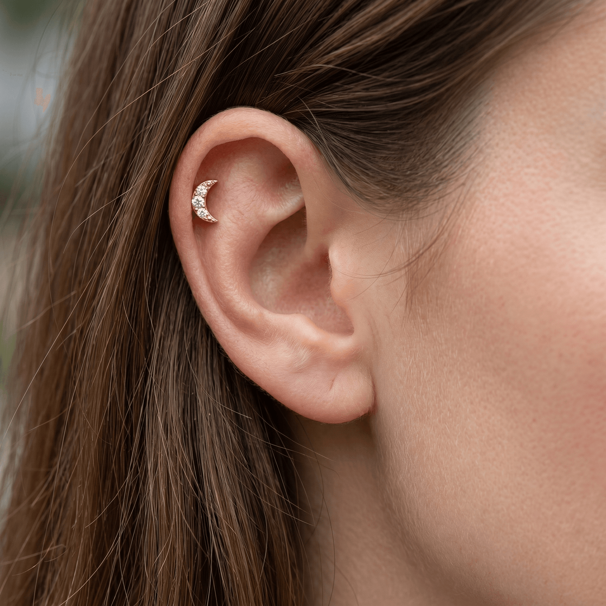 Tragus Ear Piercing Jewelry - Gold titanium crescent moon