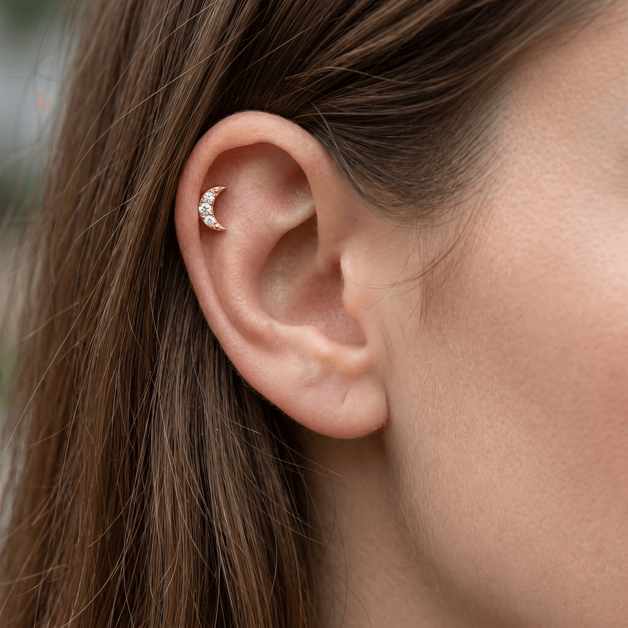 Tragus Ear Piercing Jewelry - Gold titanium crescent moon