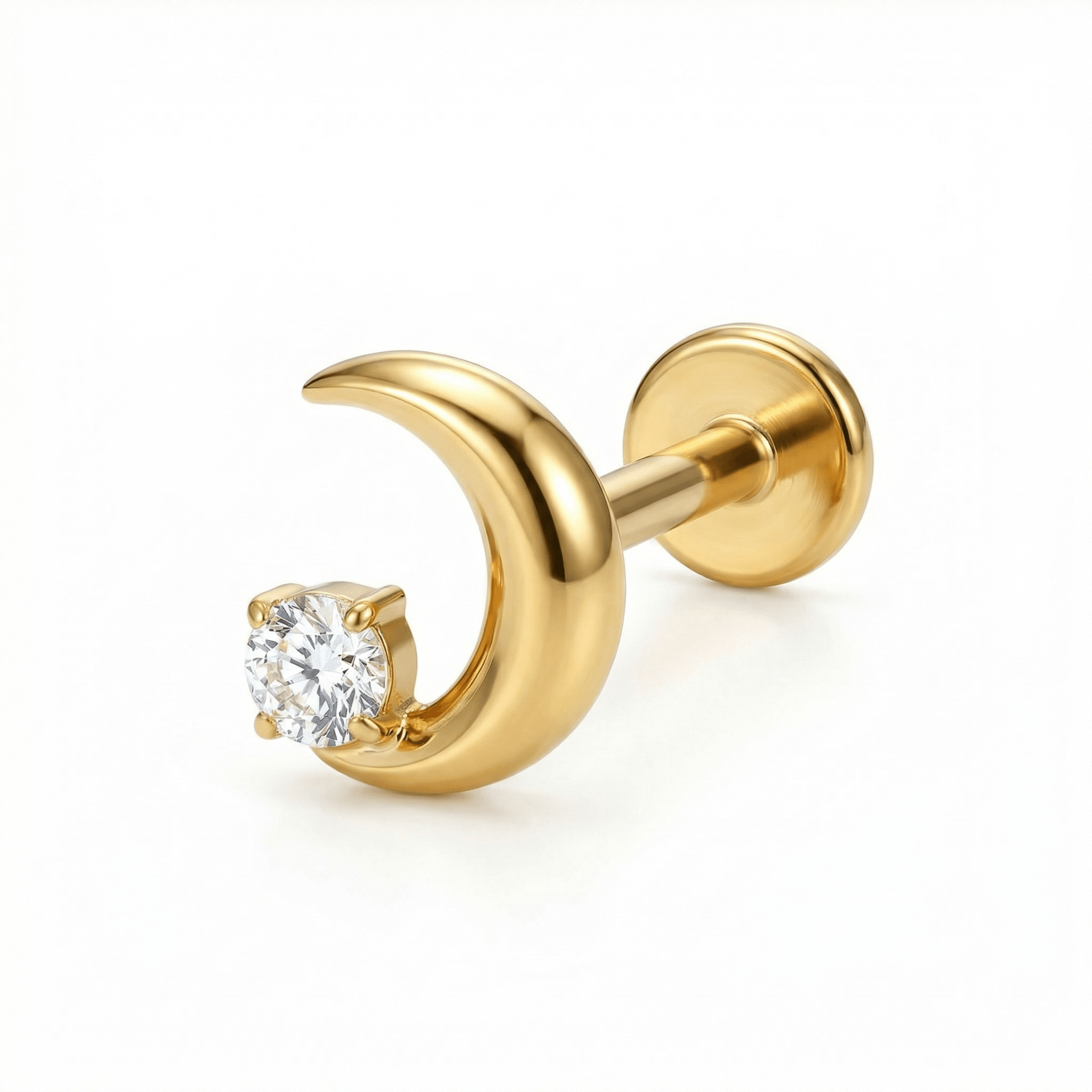 Crescent Front Helix Piercing - Single gold celestial cartilage