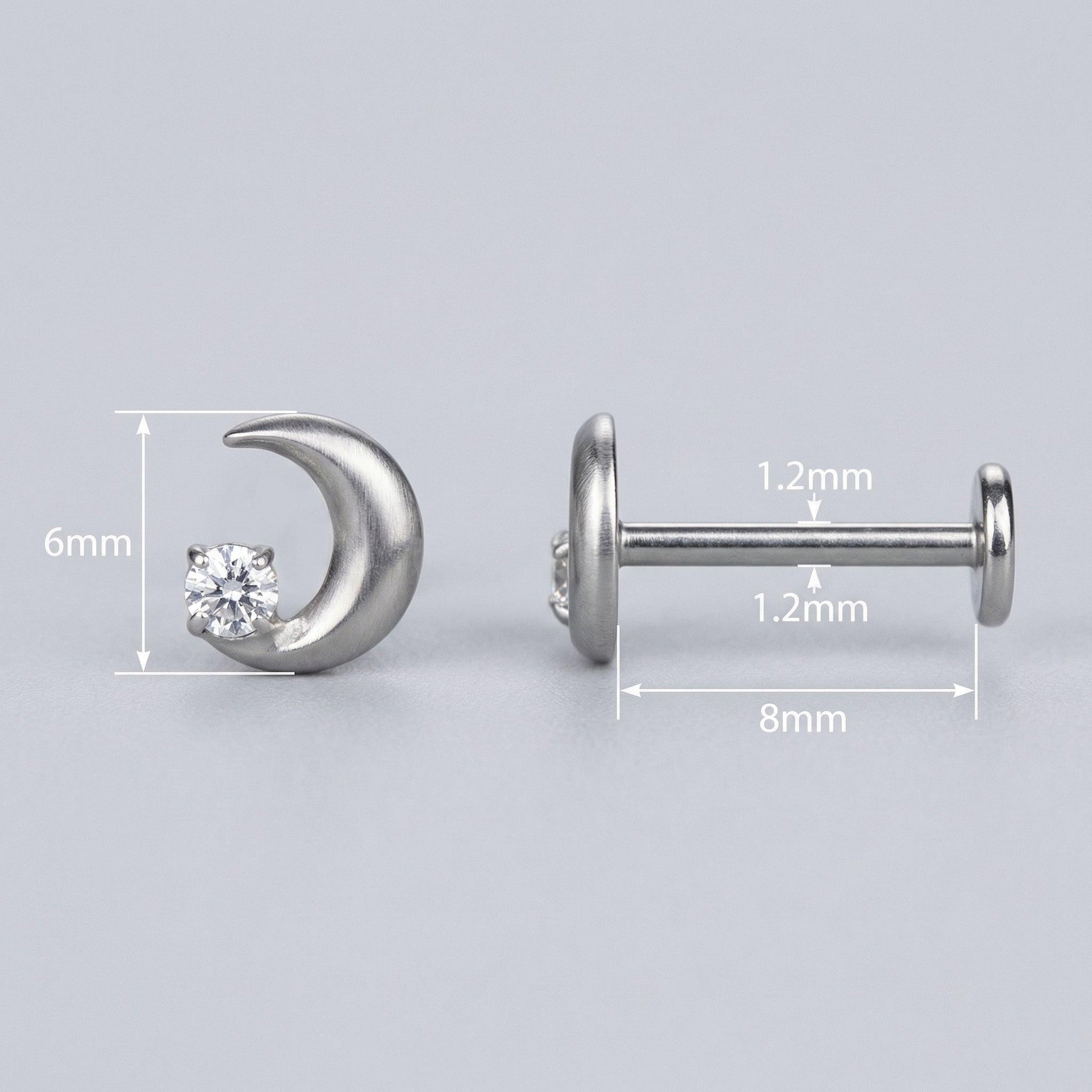Crescent Front Helix Piercing - Diagram showing bar measurements