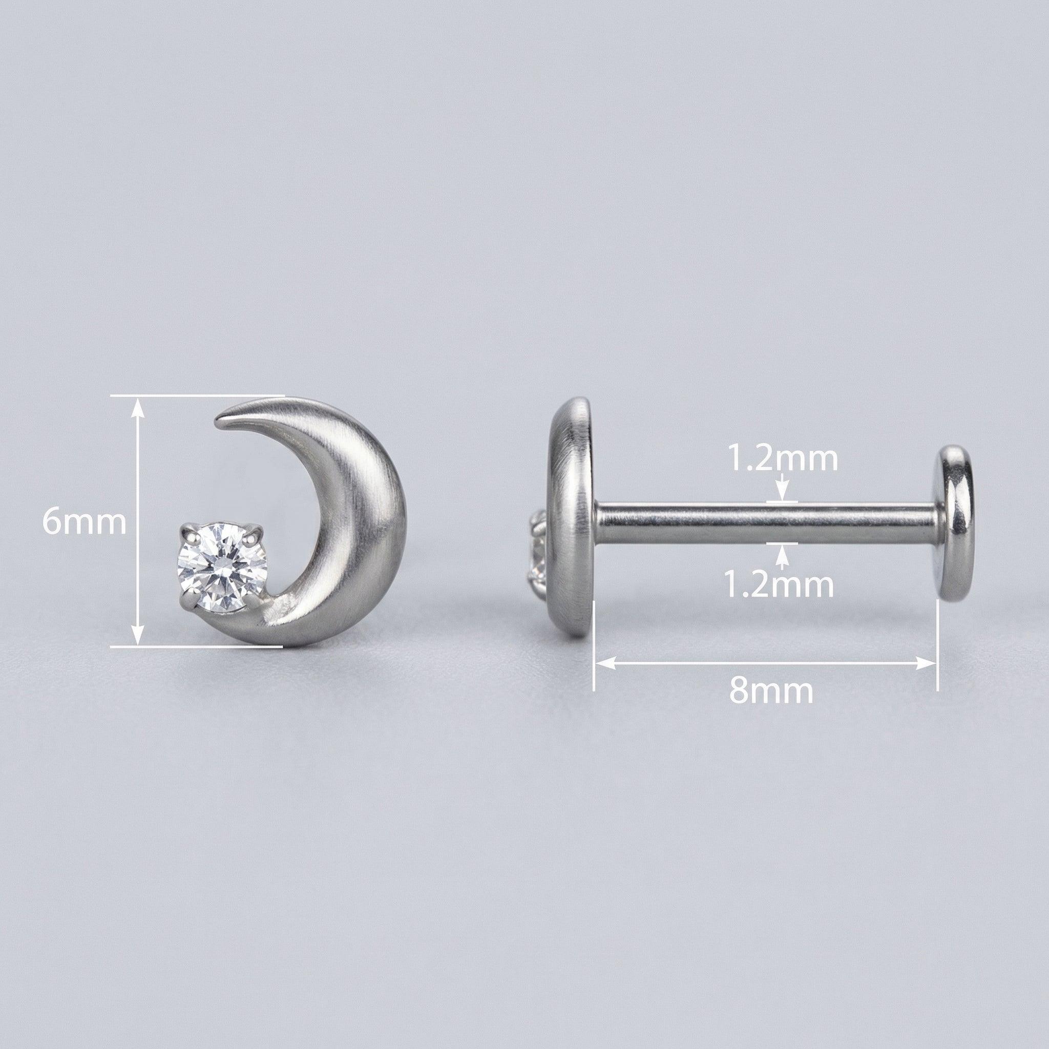 Crescent Front Helix Piercing - Diagram showing bar measurements