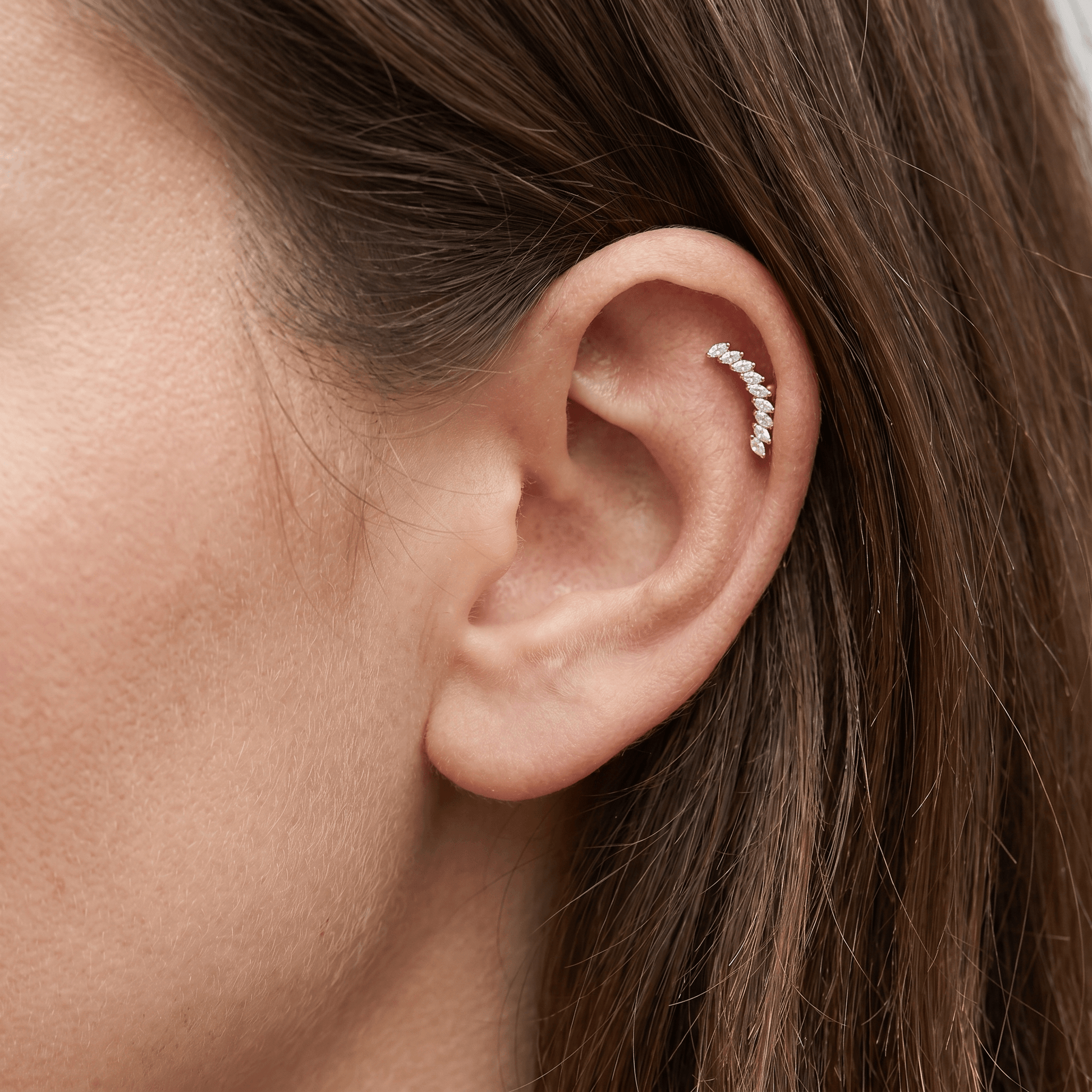 Crown Front Helix Piercing · helix jewelry stud