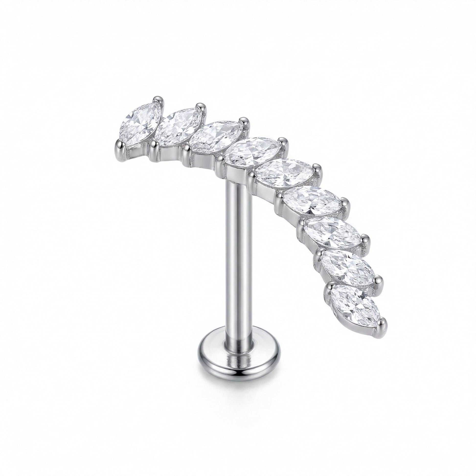 Crown Front Helix Piercing - Single silver crown leaf