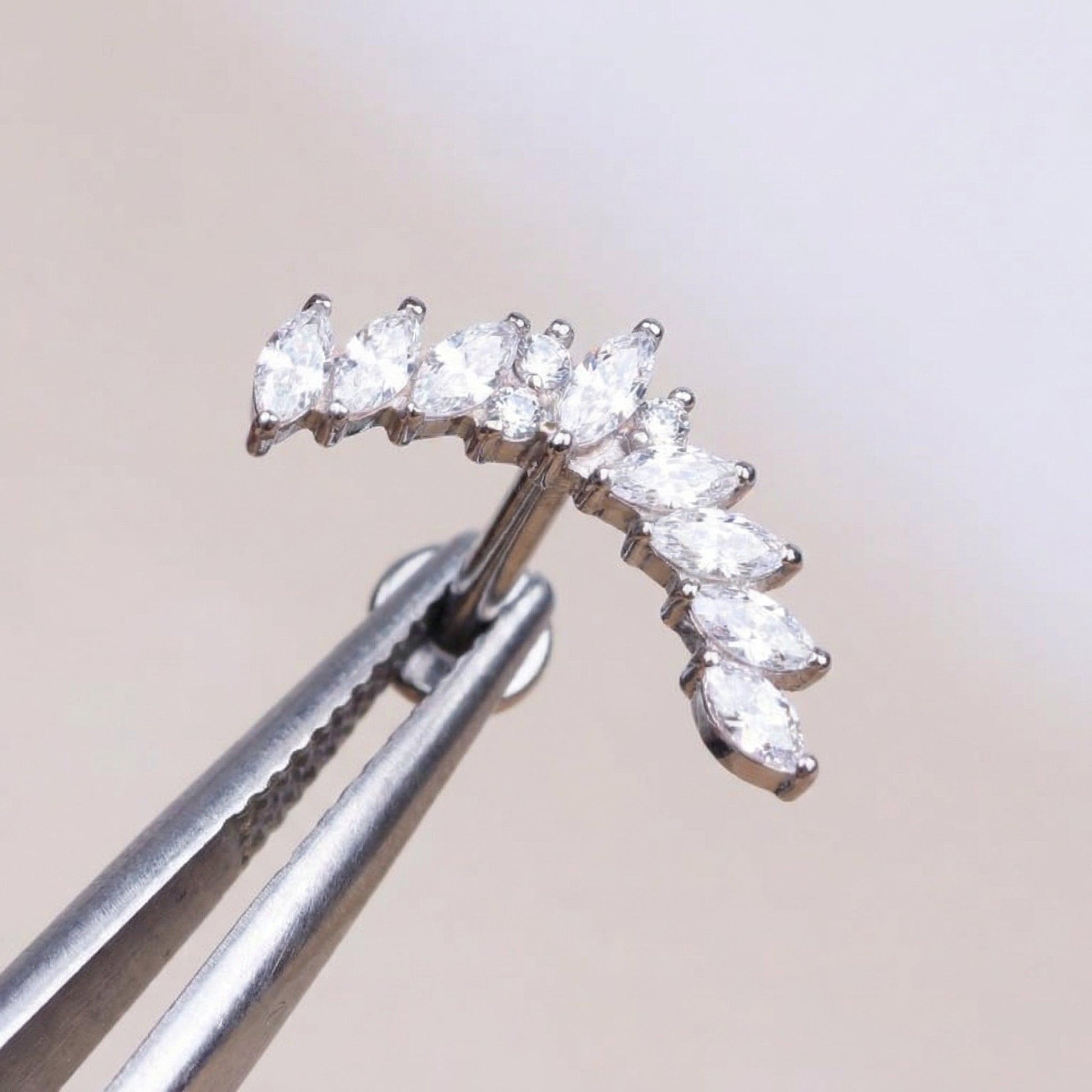 Crown Front Helix Piercing - Silver hypoallergenic ear stack